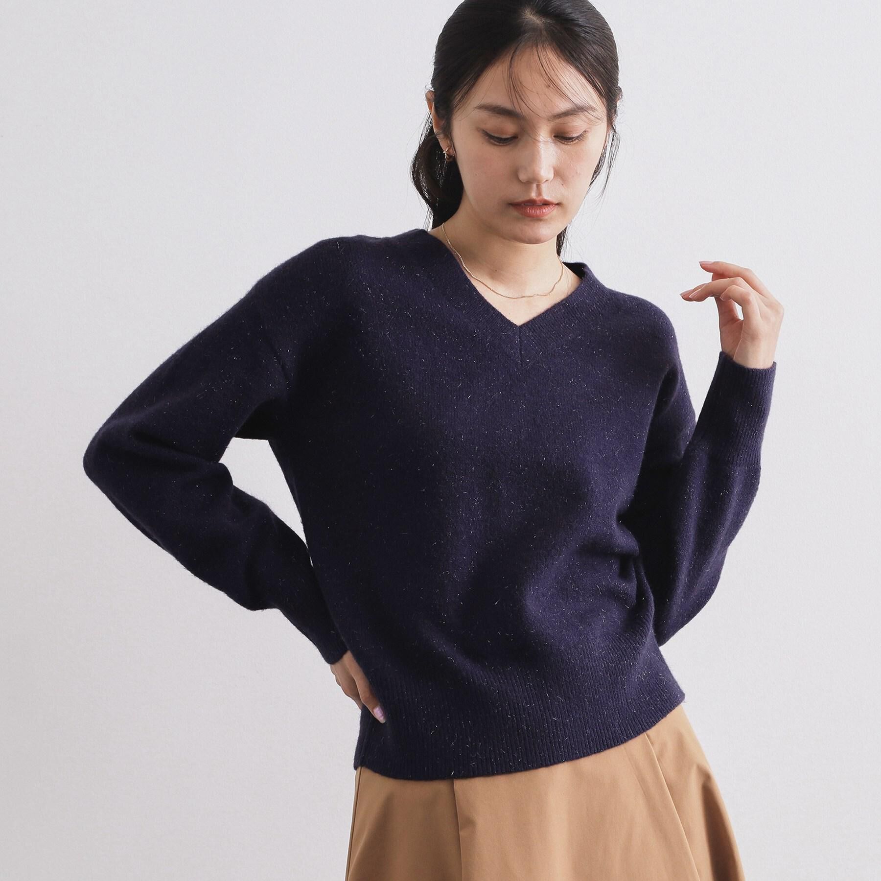 OPAQUE.CLIP「Vネックラメニット【洗濯機OK】」|ニット・セーター|