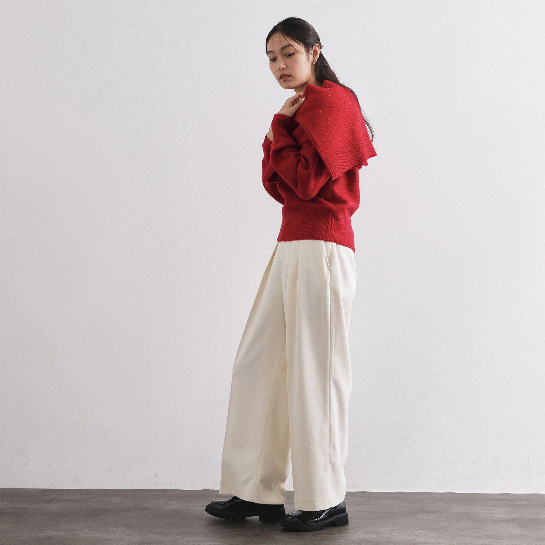 OPAQUE.CLIP「Vネックラメニット【洗濯機OK】」|ニット・セーター|