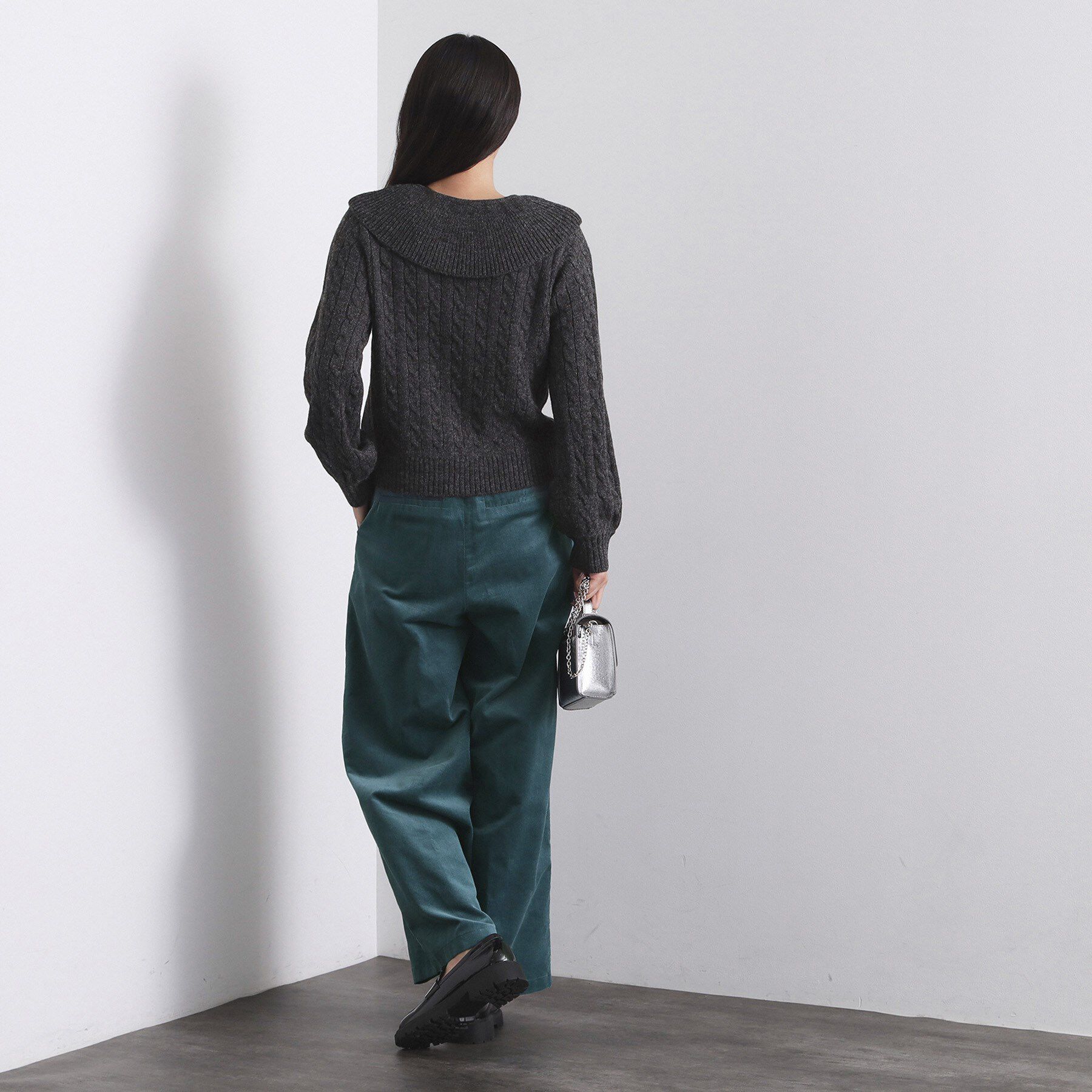 OPAQUE.CLIP「ビック襟ケーブルニット【洗濯機OK／抗ピル】」|ニット・セーター|