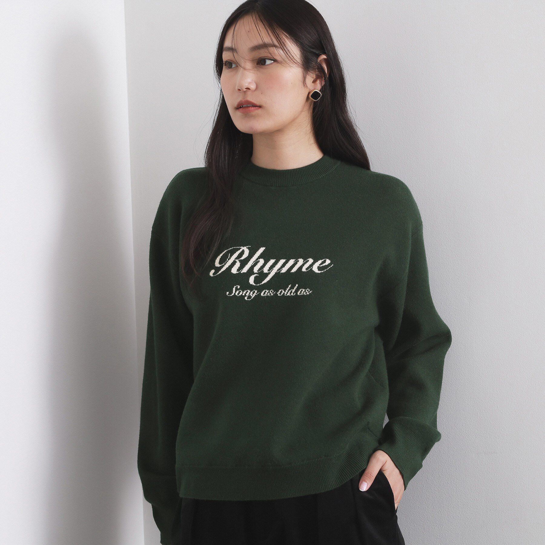 OPAQUE.CLIP「襟付きロゴジャカードニット【洗濯機OK】」|ニット・セーター|