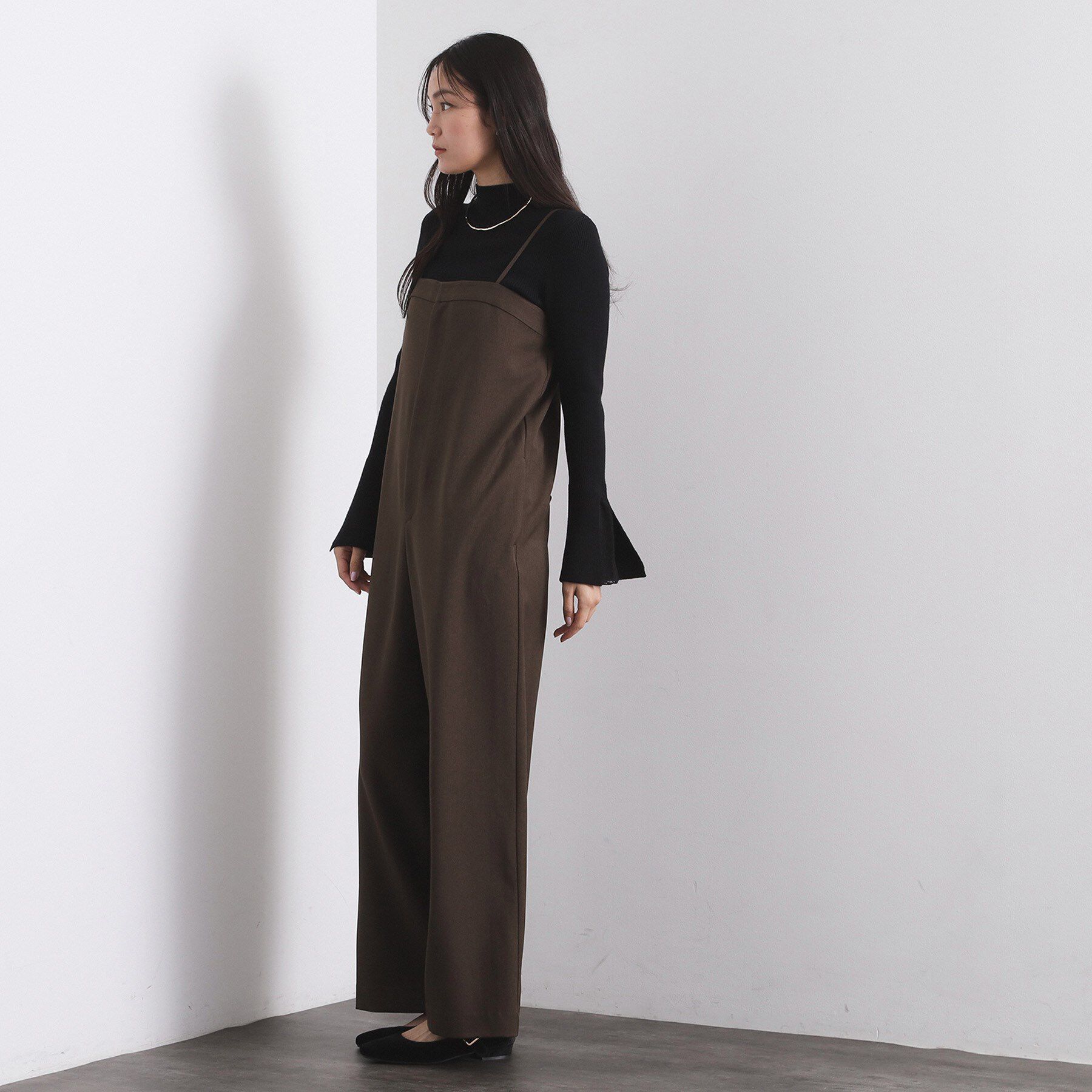 OPAQUE.CLIP「レースフレアハイネックリブニット【洗濯機OK】」|ニット・セーター|