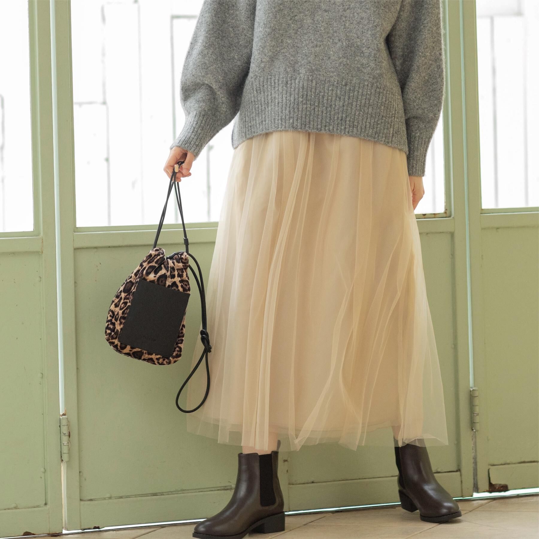 OPAQUE.CLIP「チュールイージーギャザースカート【洗濯機OK】」|スカート|