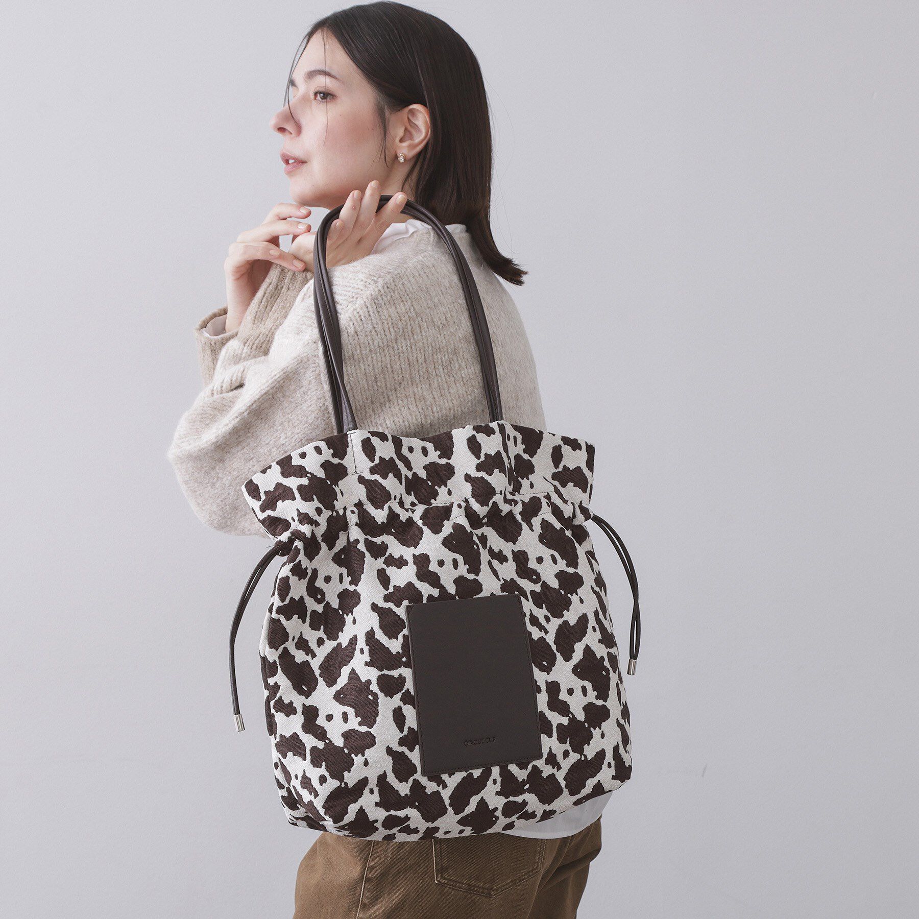 OPAQUE.CLIP「素材アソートドロストデザイン巾着トートバッグ【A4サイズ対応】」|トートバッグ|