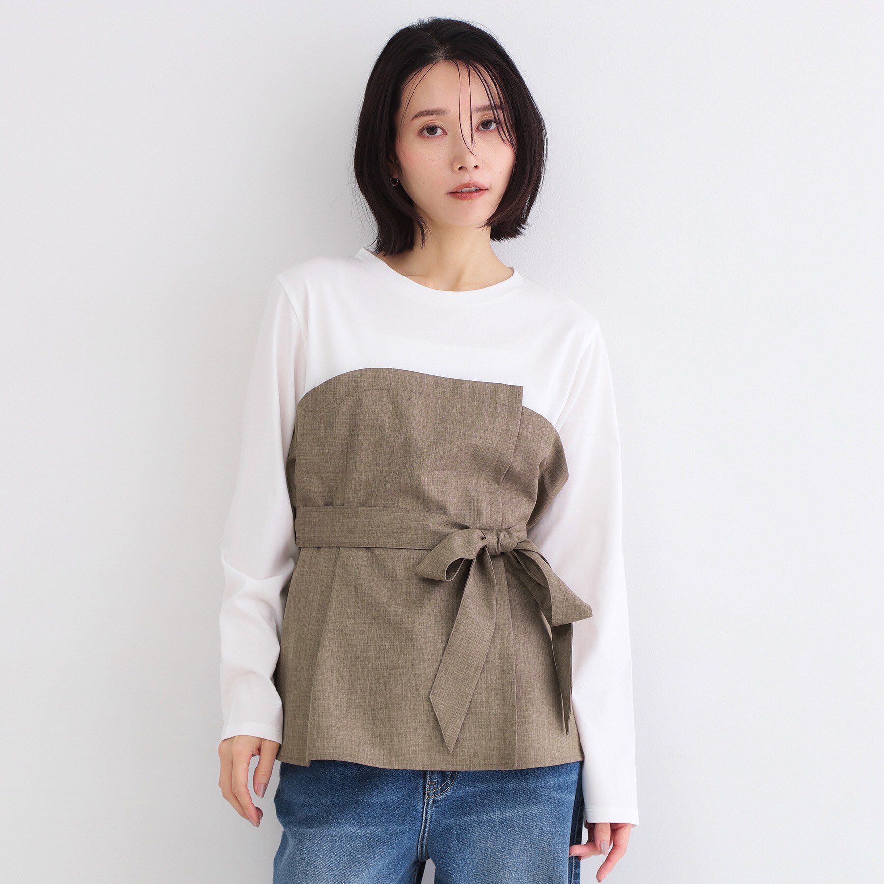 OPAQUE.CLIP「ビスチェドッキングカットソー【洗濯機OK】」|Tシャツ・カットソー|