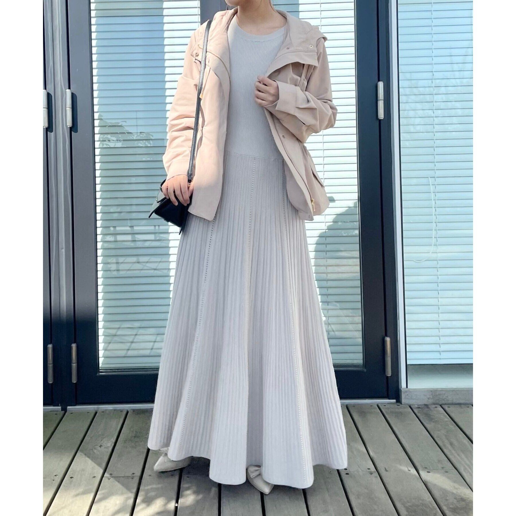 Couture broach「【上品な落ち感・美シルエット】アイレットリブデザインニットワンピース」|ワンピース|