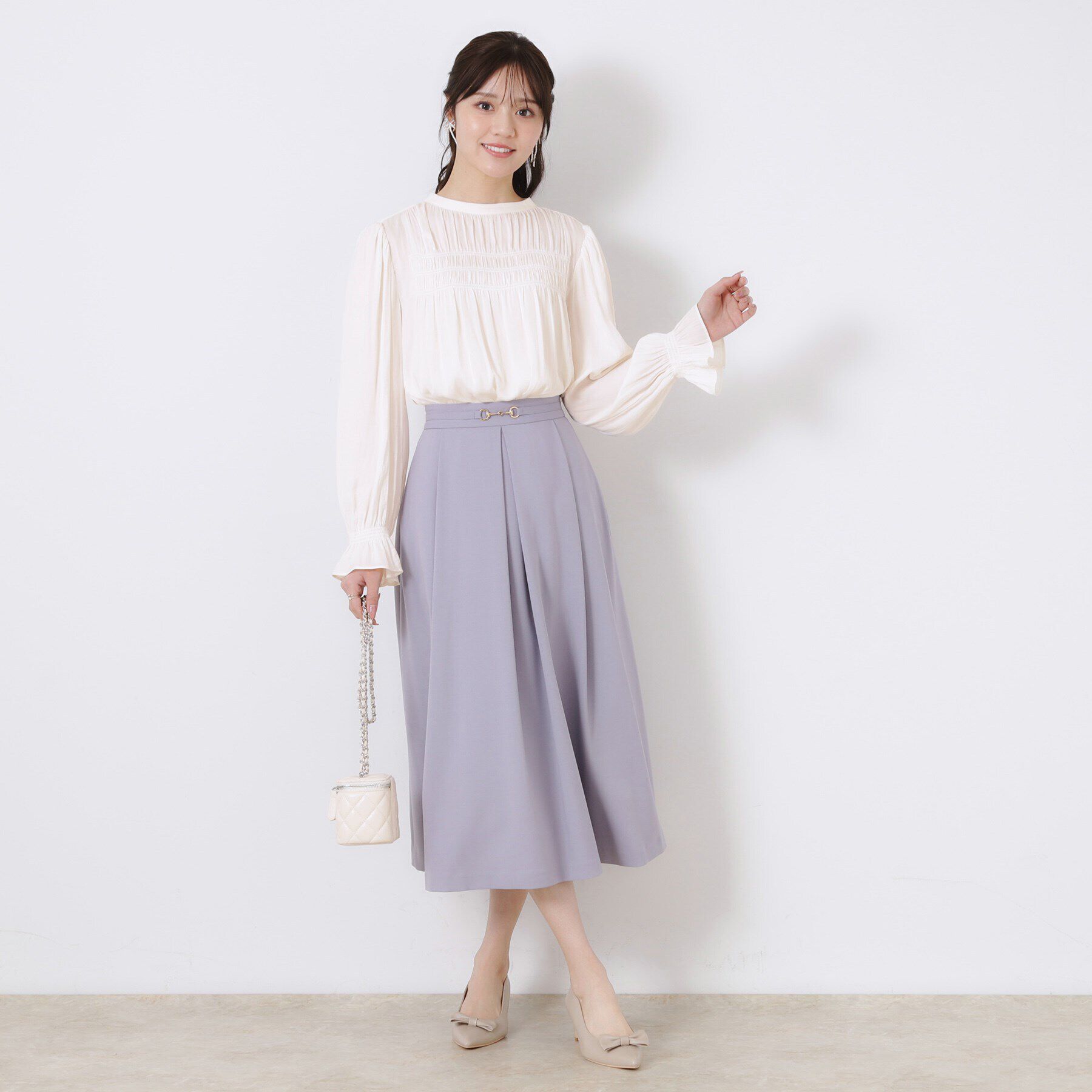 Couture broach「【通勤・大人可愛い】シャーリングギャザーブラウス」|シャツ・ブラウス|