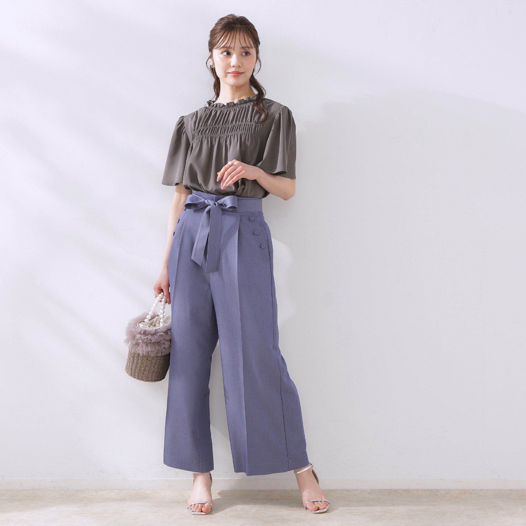 Couture broach「【二の腕カバー・通勤】シャーリングシアーブラウス」|シャツ・ブラウス|