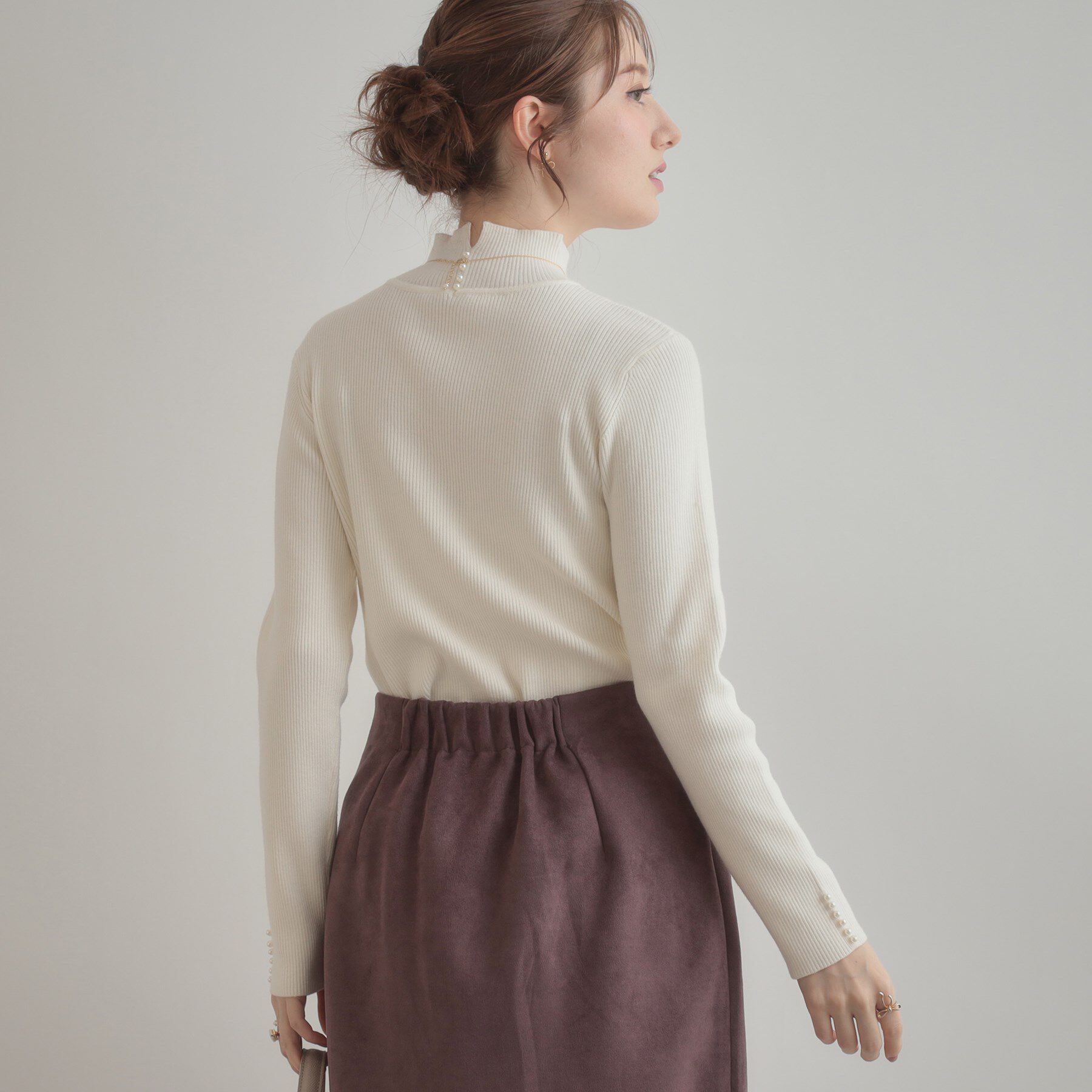 Couture broach「【多機能・フェミニン】パール調リブニット」|ニット・セーター|