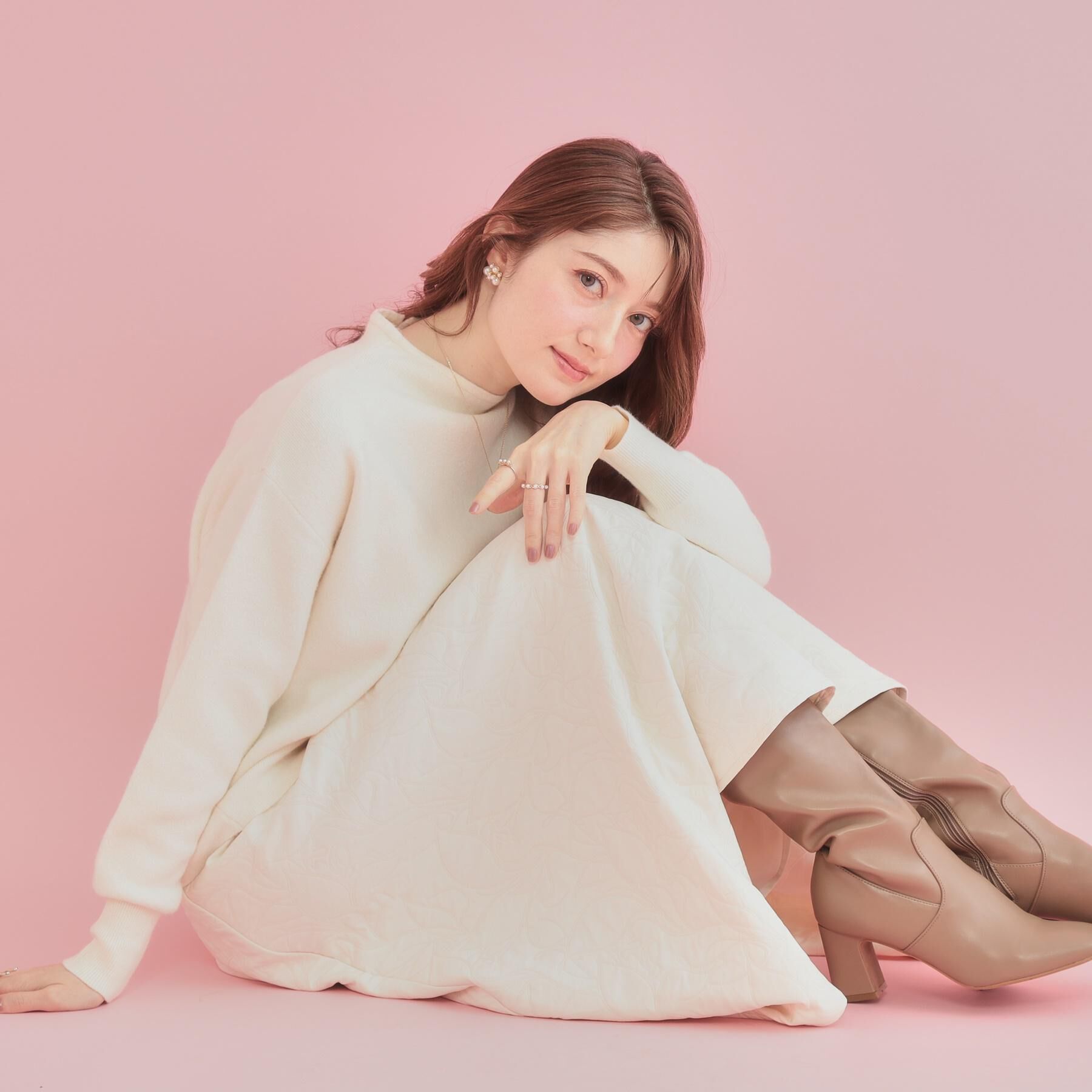 Couture broach「【ゆるふわ・通勤】リッシュアンゴラ バックパール調ニット」|ニット・セーター|