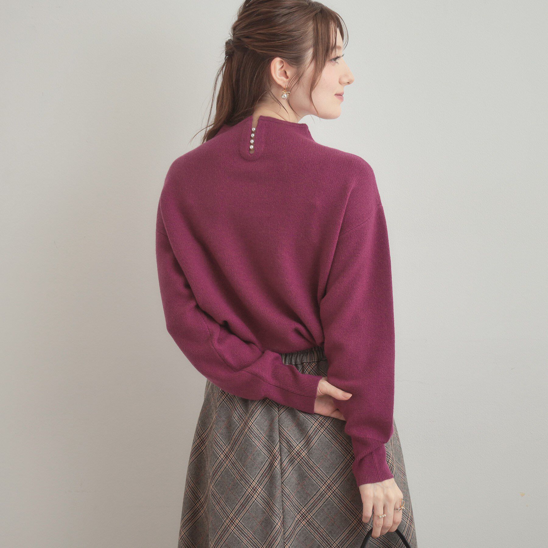 Couture broach「【ゆるふわ・通勤】リッシュアンゴラ バックパール調ニット」|ニット・セーター|