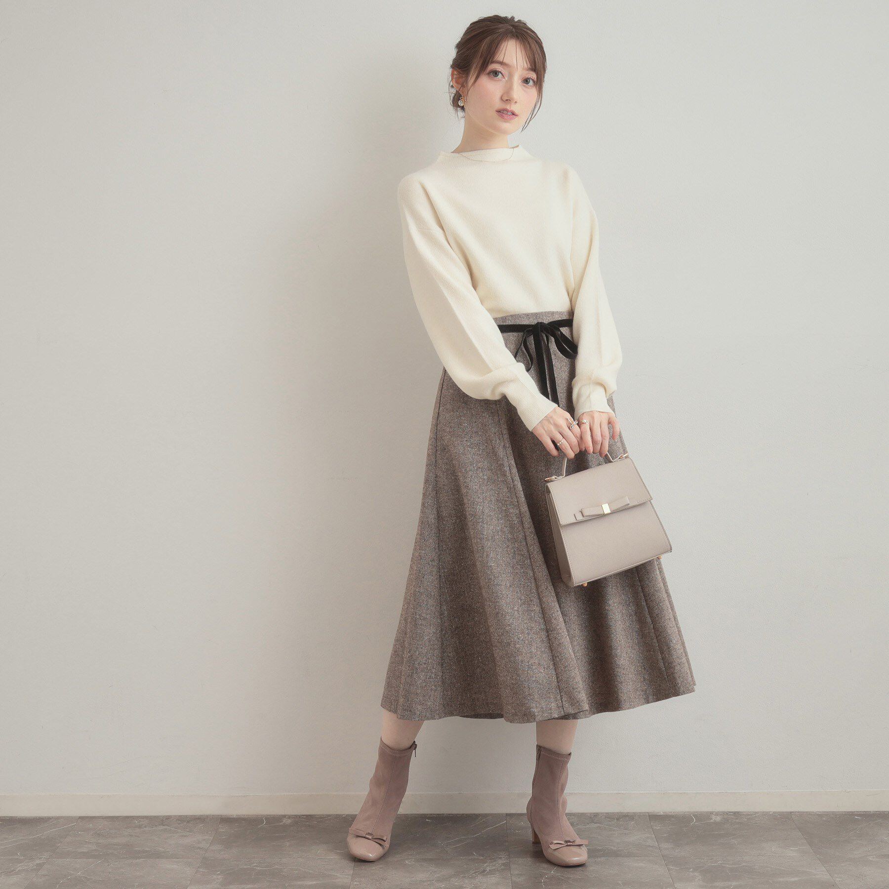 Couture broach「【通勤・大人上品】ラメツイード フレアスカート」|スカート|
