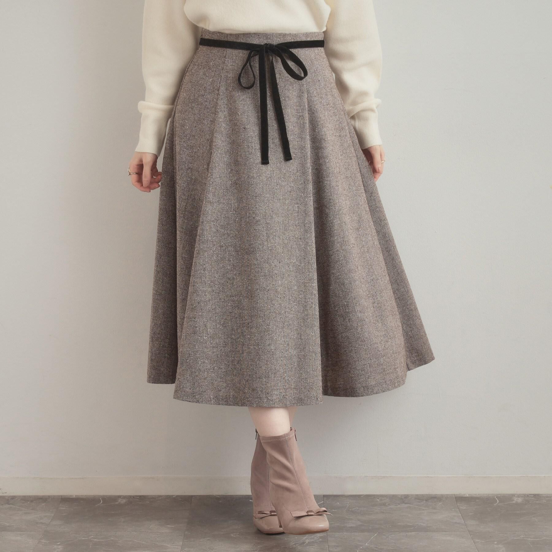 Couture broach「【通勤・大人上品】ラメツイード フレアスカート」|スカート|