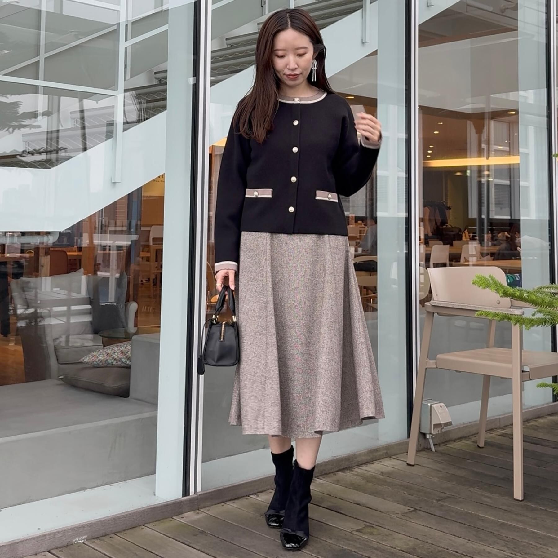 Couture broach「【通勤・大人上品】ラメツイード フレアスカート」|スカート|