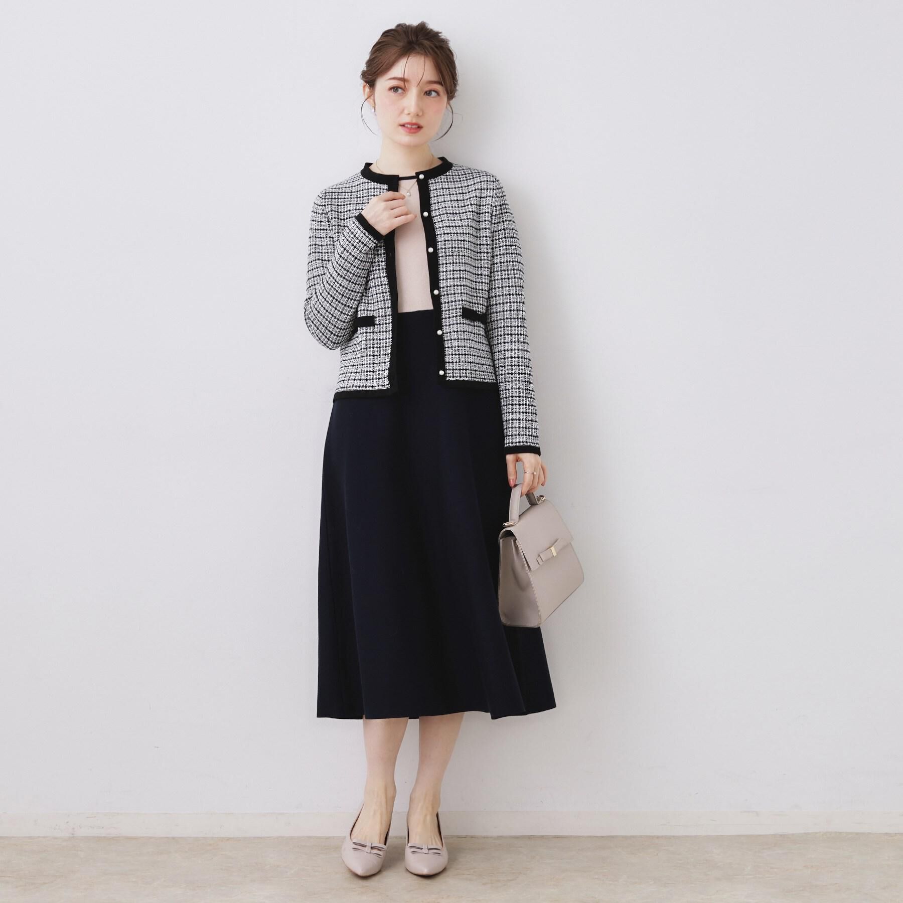 Couture broach「【ハレの日・通勤】スクエアネック バイカラー ニットワンピース」|ワンピース|