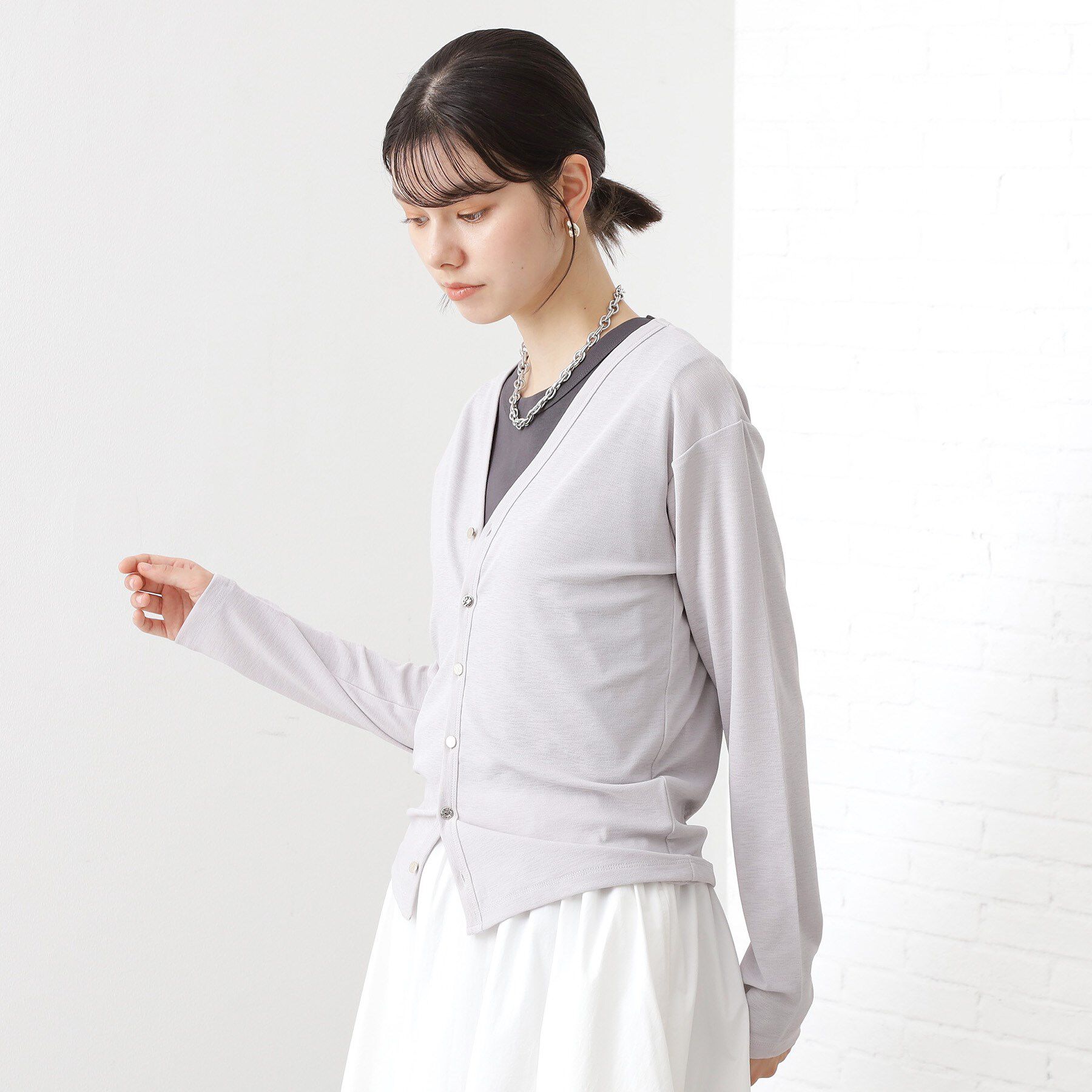 THE SHOP TK「シアーフライスVカーデ」|カーディガン|