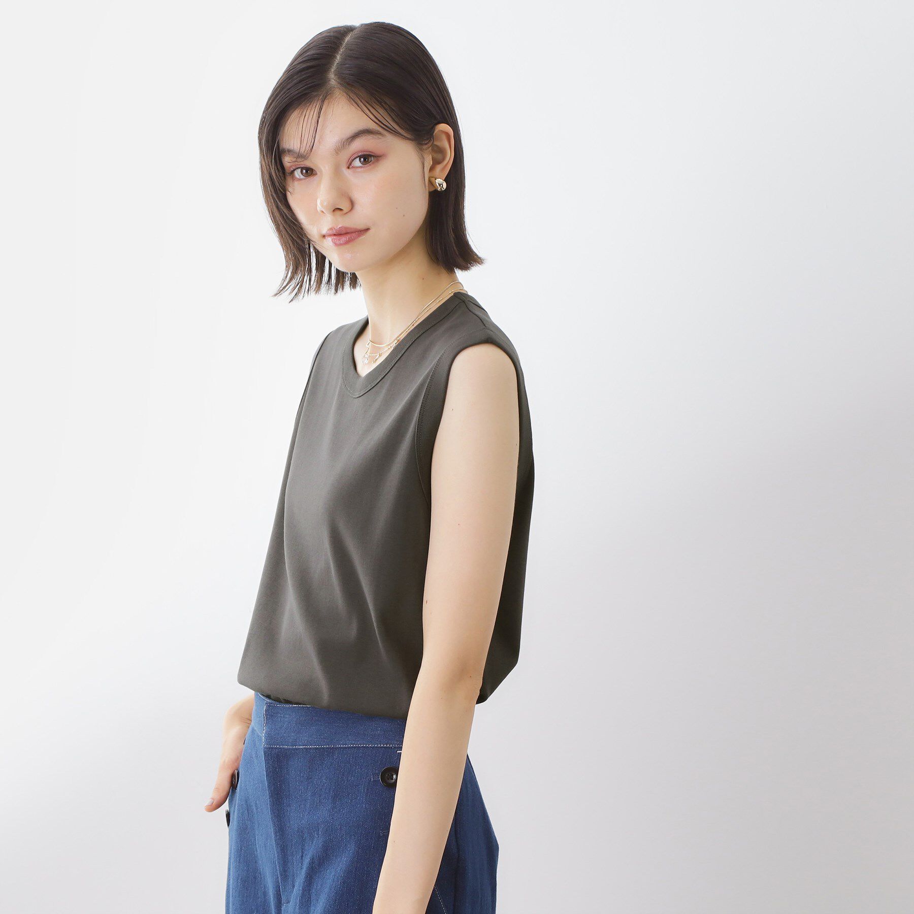 THE SHOP TK「【汗染み防止】ノースリーブTシャツ【洗濯機OK/UVケア】」|キャミソール|