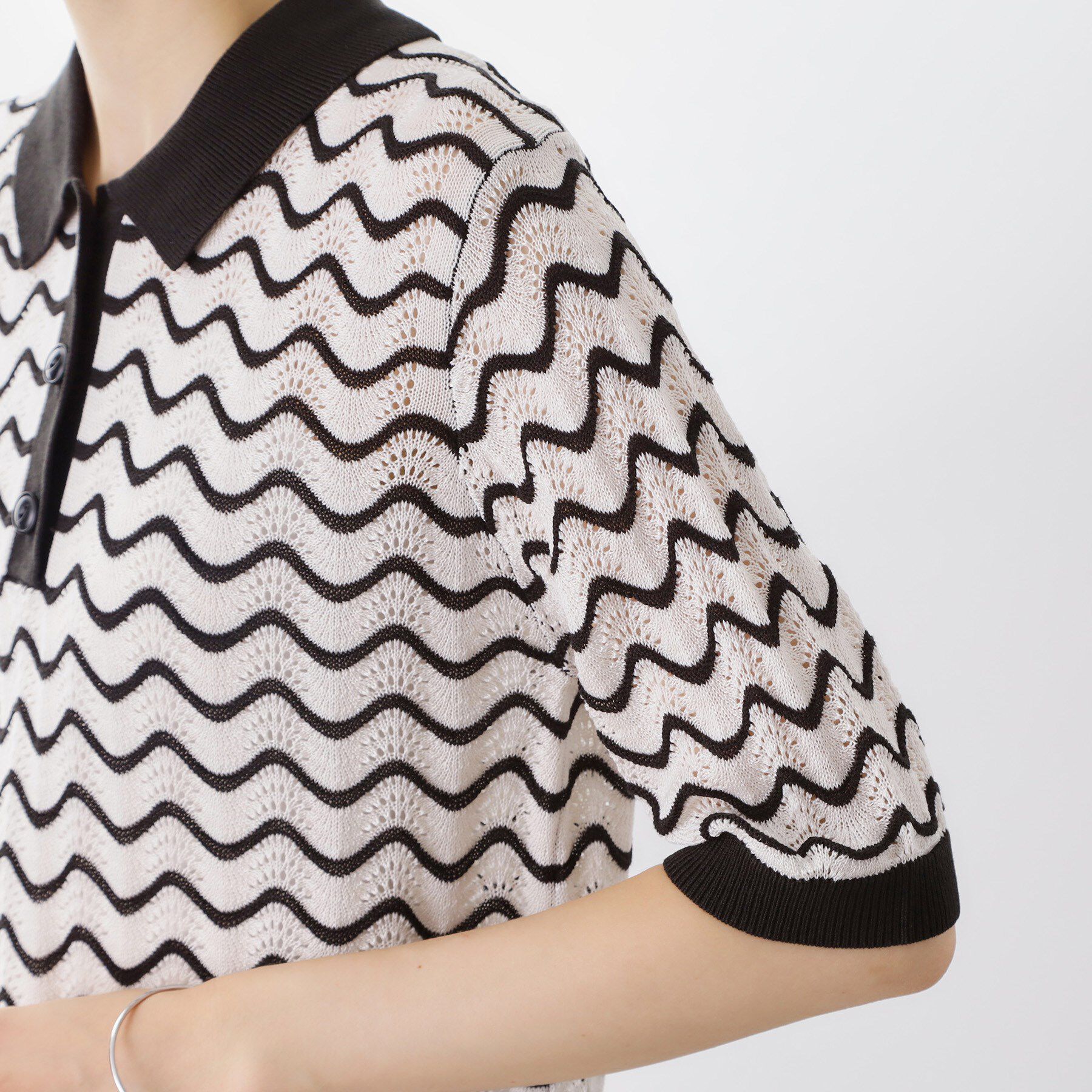 THE SHOP TK「柄アソートポロニットシャツ【洗濯機OK】」|ニット・セーター|