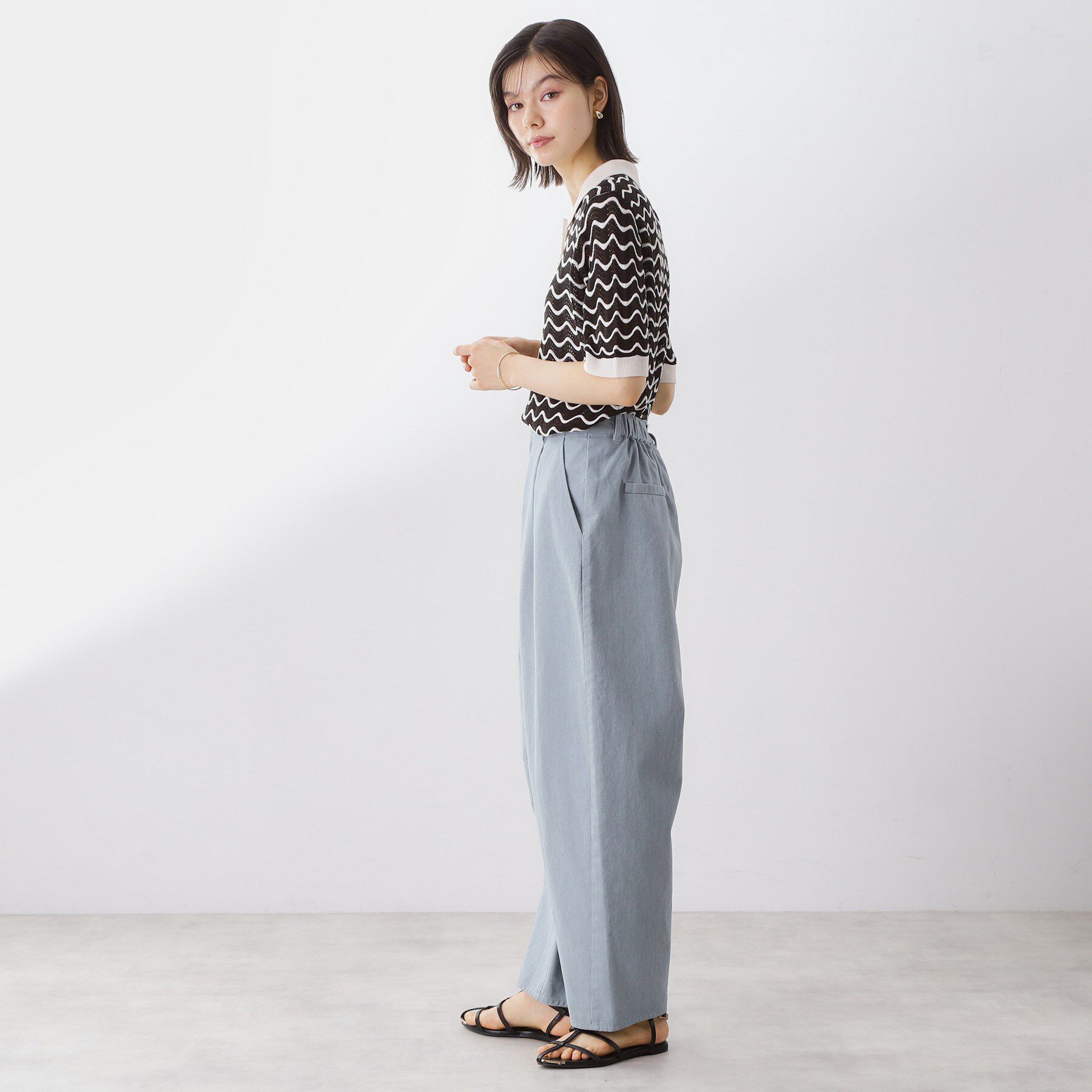 THE SHOP TK「柄アソートポロニットシャツ【洗濯機OK】」|ニット・セーター|