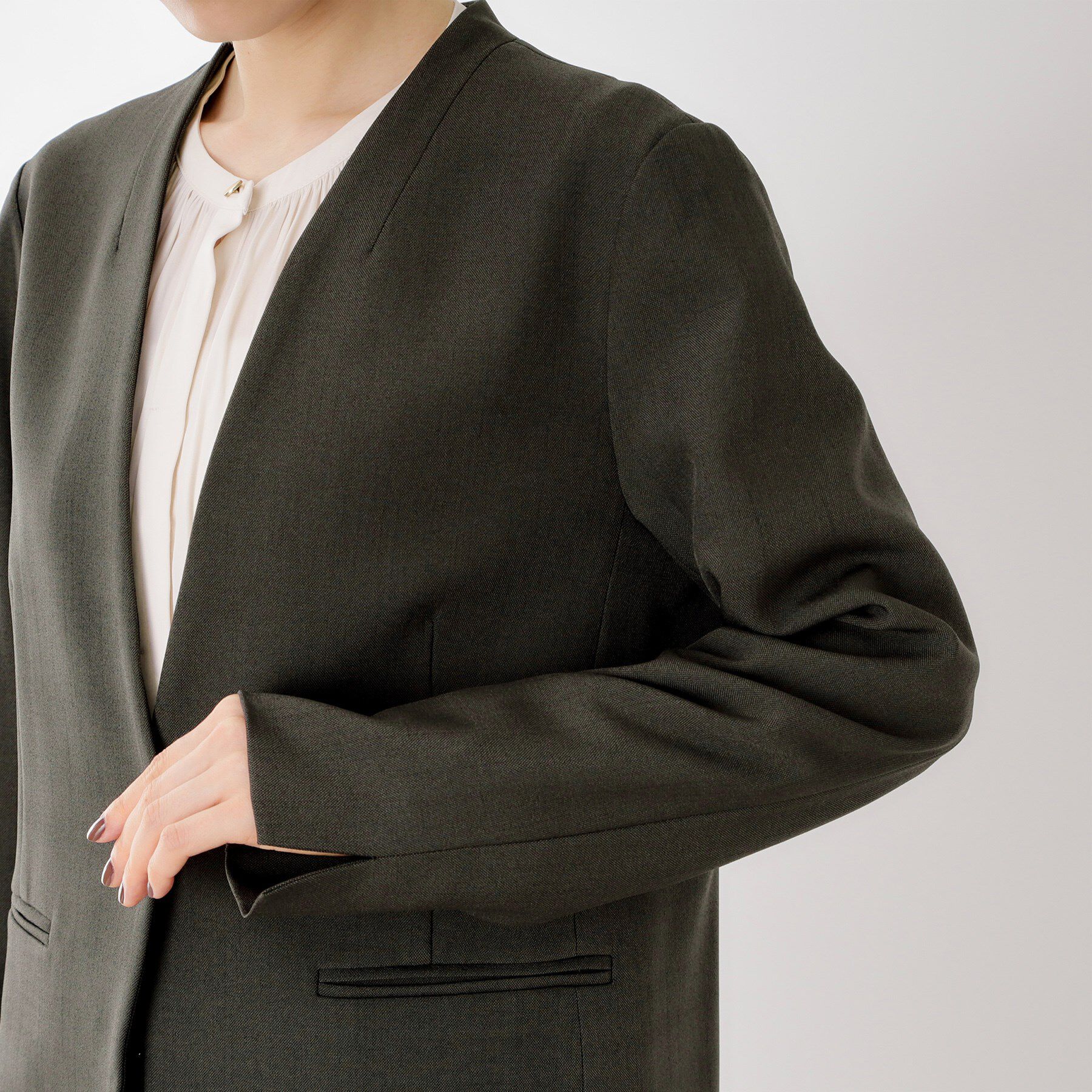 THE SHOP TK「ビジネスノーカラージャケット【セットアップ可/洗える】/CAVIANシリーズ」|ノーカラージャケット|