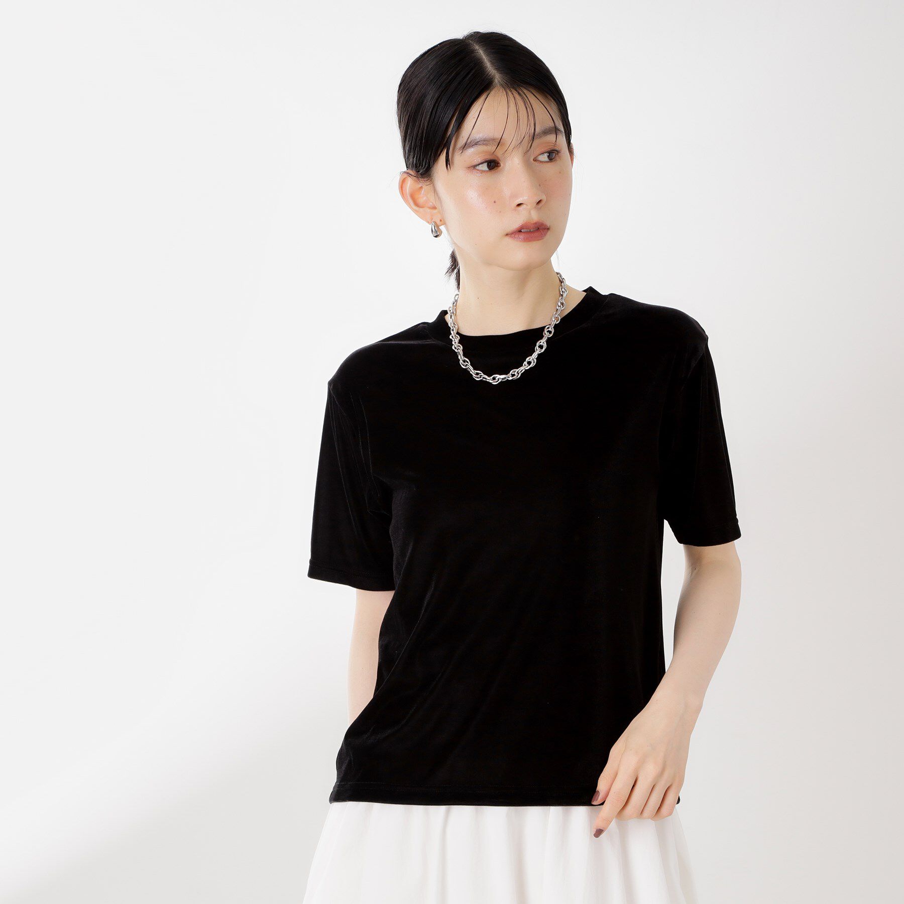 THE SHOP TK「シアーベロアカットソー【洗える】」|Tシャツ・カットソー|ブラック(019)