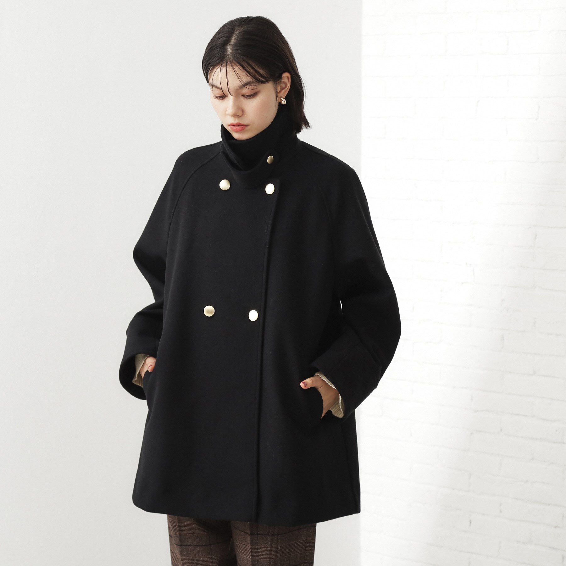 THE SHOP TK「クラシカルな装い ウールライクスタンドカラーコート」|その他|