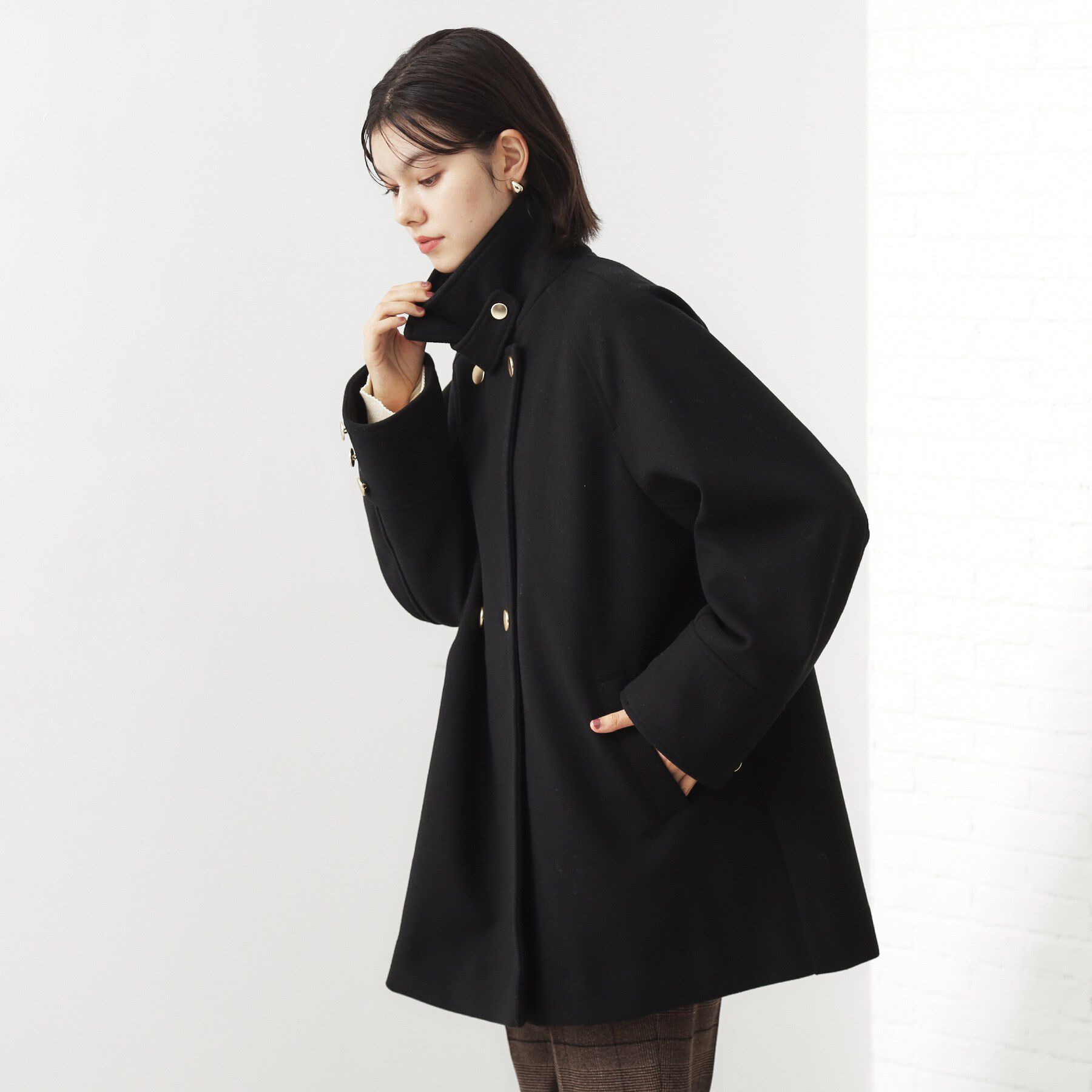 THE SHOP TK「クラシカルな装い ウールライクスタンドカラーコート」|その他|