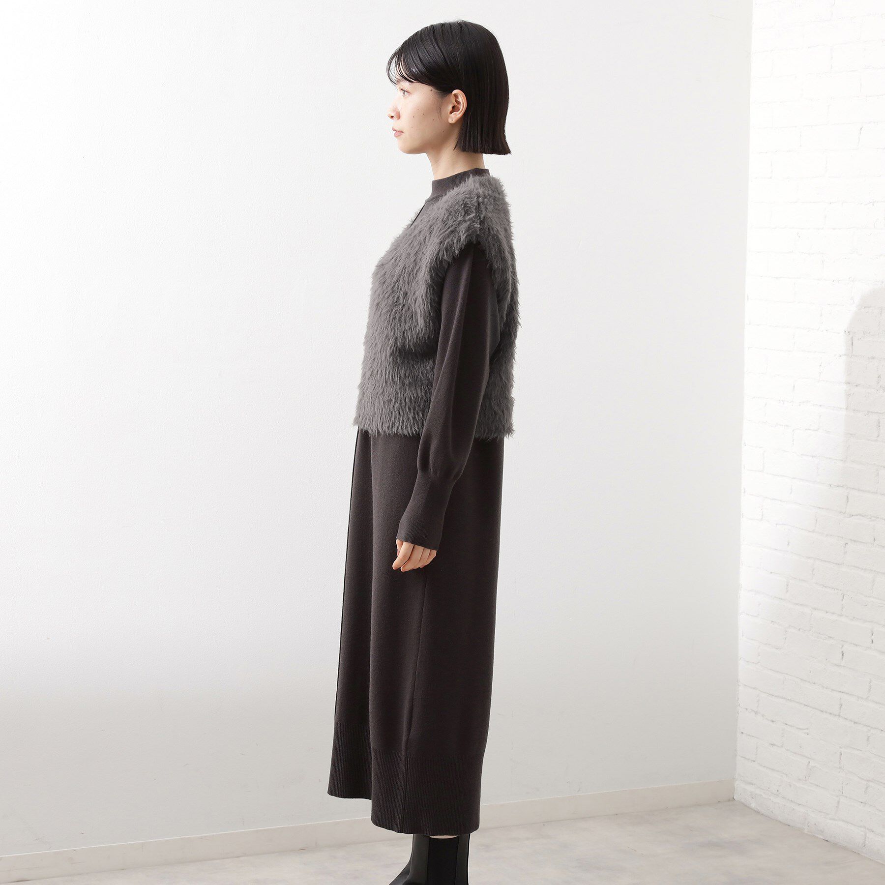 THE SHOP TK「優秀ふわふわベスト＆ニットワンピース【毛玉になりにくい/静電気防止/洗える】」|ワンピース|