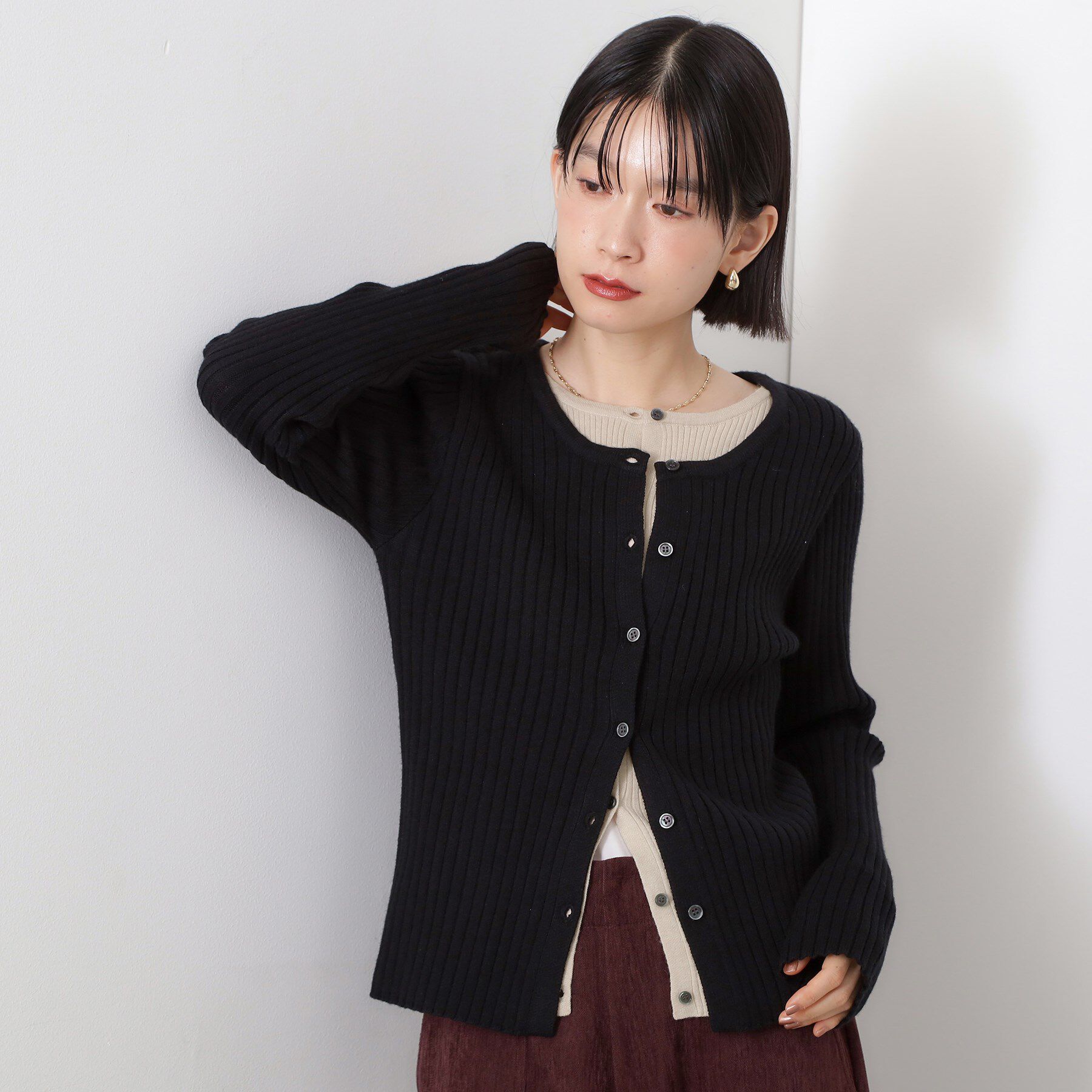 THE SHOP TK「【アンチピリング/静電気防止/洗える】ヘンリーレイヤードニット」|ニット・セーター|