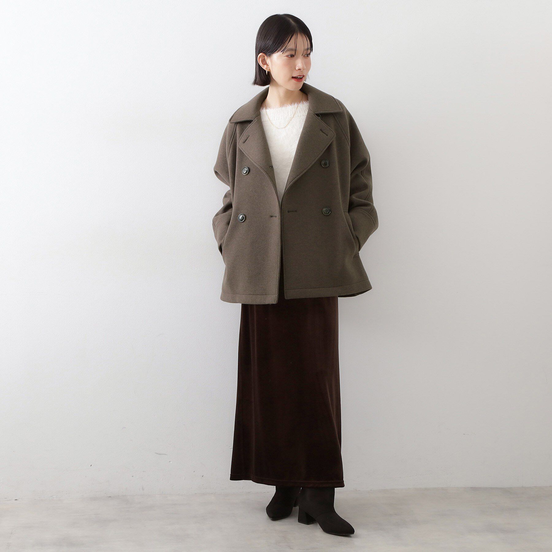 THE SHOP TK「柔らかで大人上品 ジャージメルトンPコート」|ピーコート|