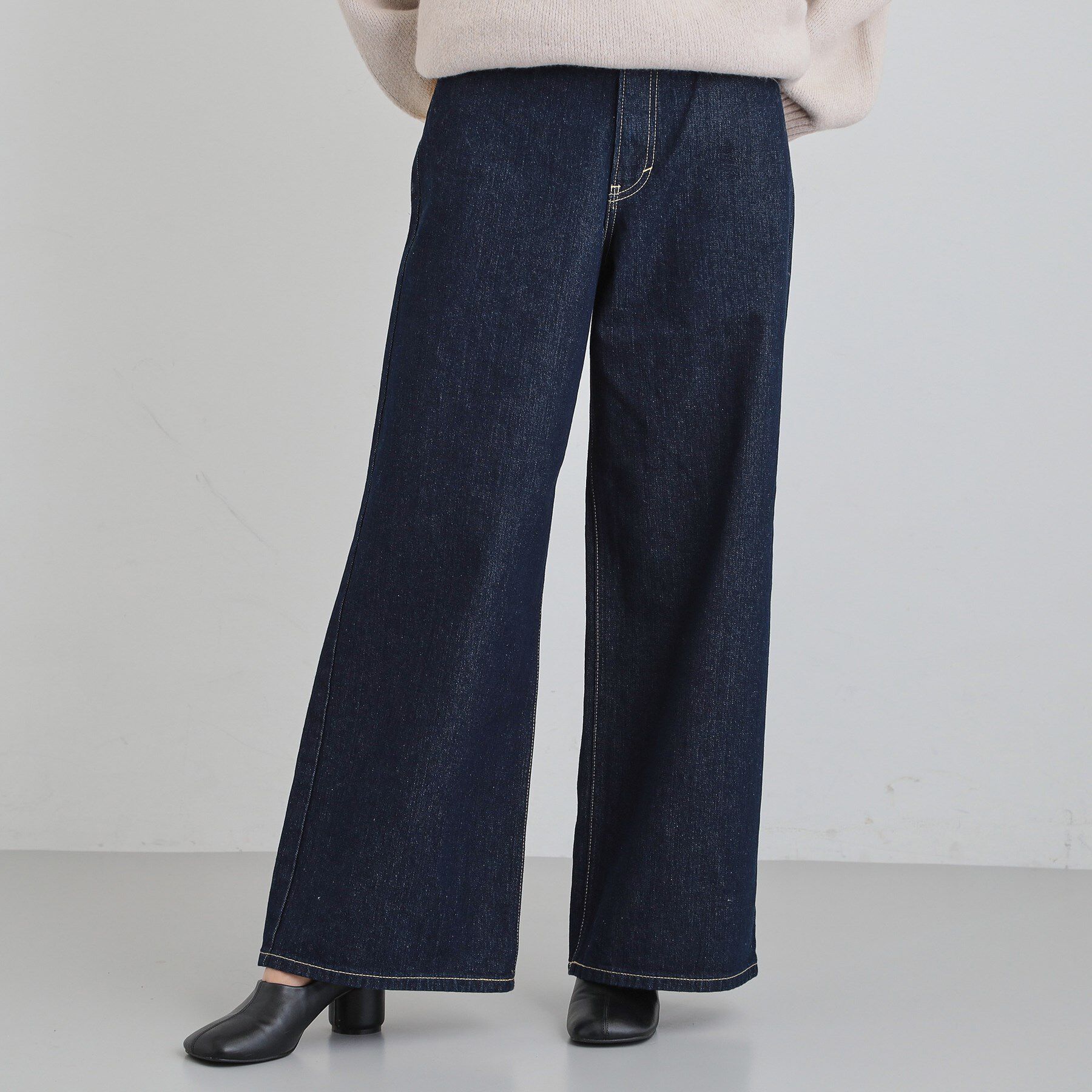 THE SHOP TK「【Lee】デニムワイドパンツ」|デニム|ネイビー(094)