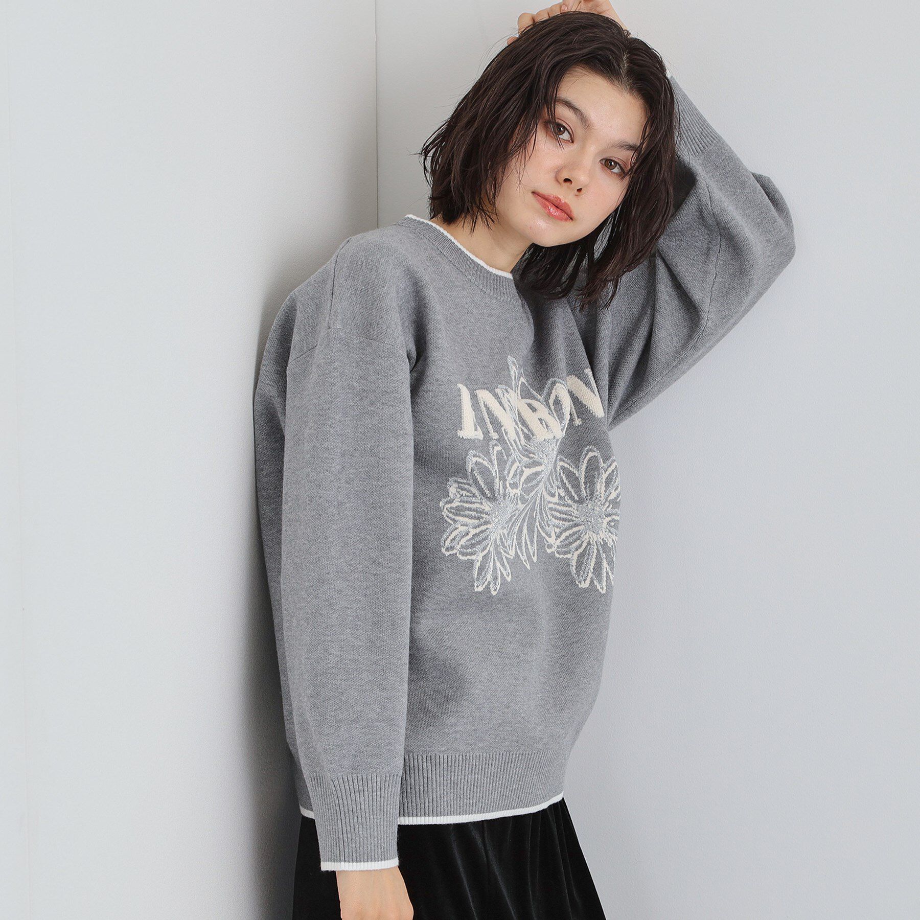 THE SHOP TK「花柄ラメジャカードニット」|ニット・セーター|