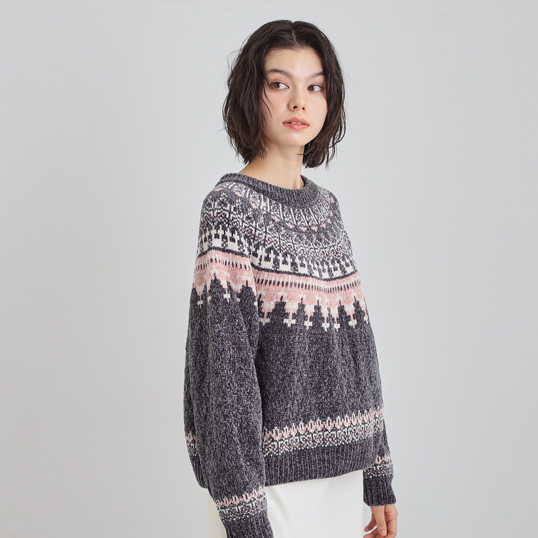 THE SHOP TK「上品さと少しの遊び心を モール求心柄ニット」|ニット・セーター|