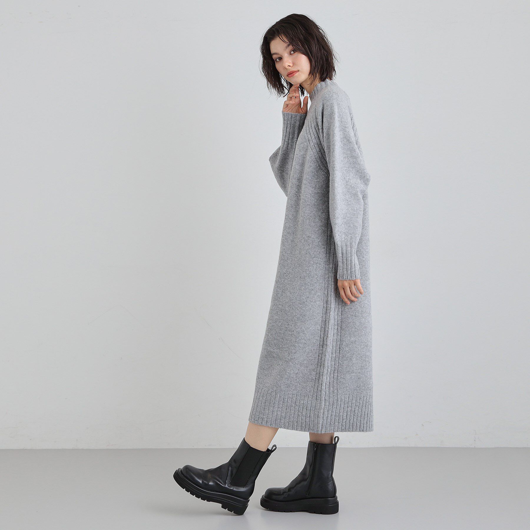 THE SHOP TK「ウール混杢調ハイネックワンピース」|ワンピース|