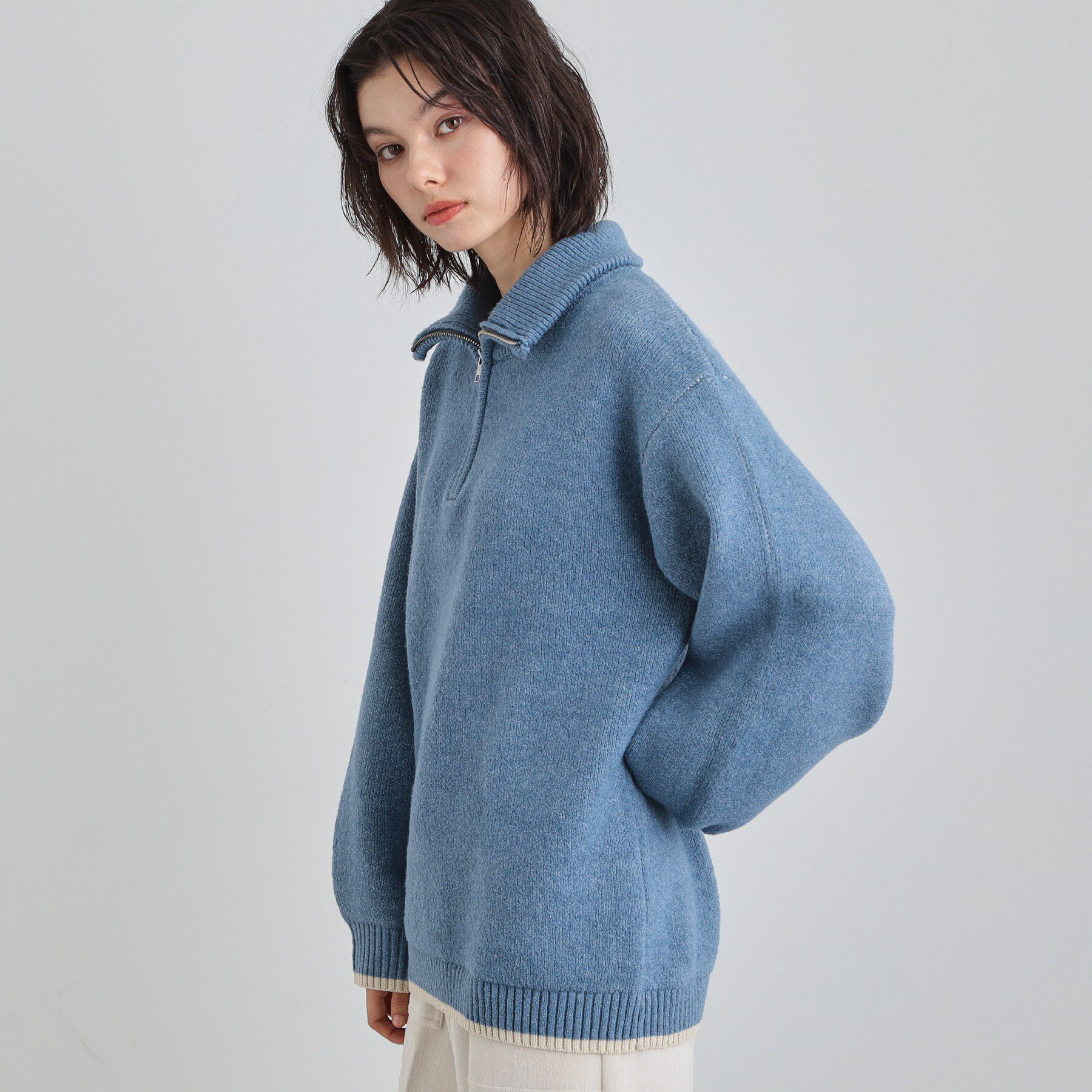 THE SHOP TK「【洗える】ほど良くラフで女性らしい ハーフZIPニット」|ニット・セーター|