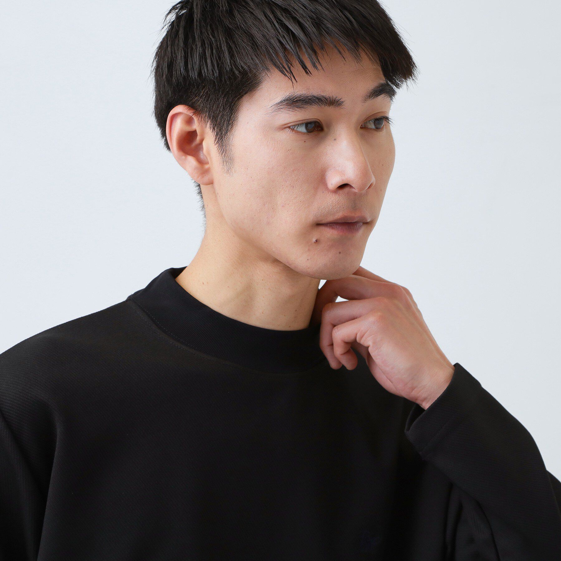 THE SHOP TK「ビジネス兼用 カルゼモックネック長袖Tシャツ 洗濯機OK/毛玉になりにくい」|Tシャツ・カットソー|