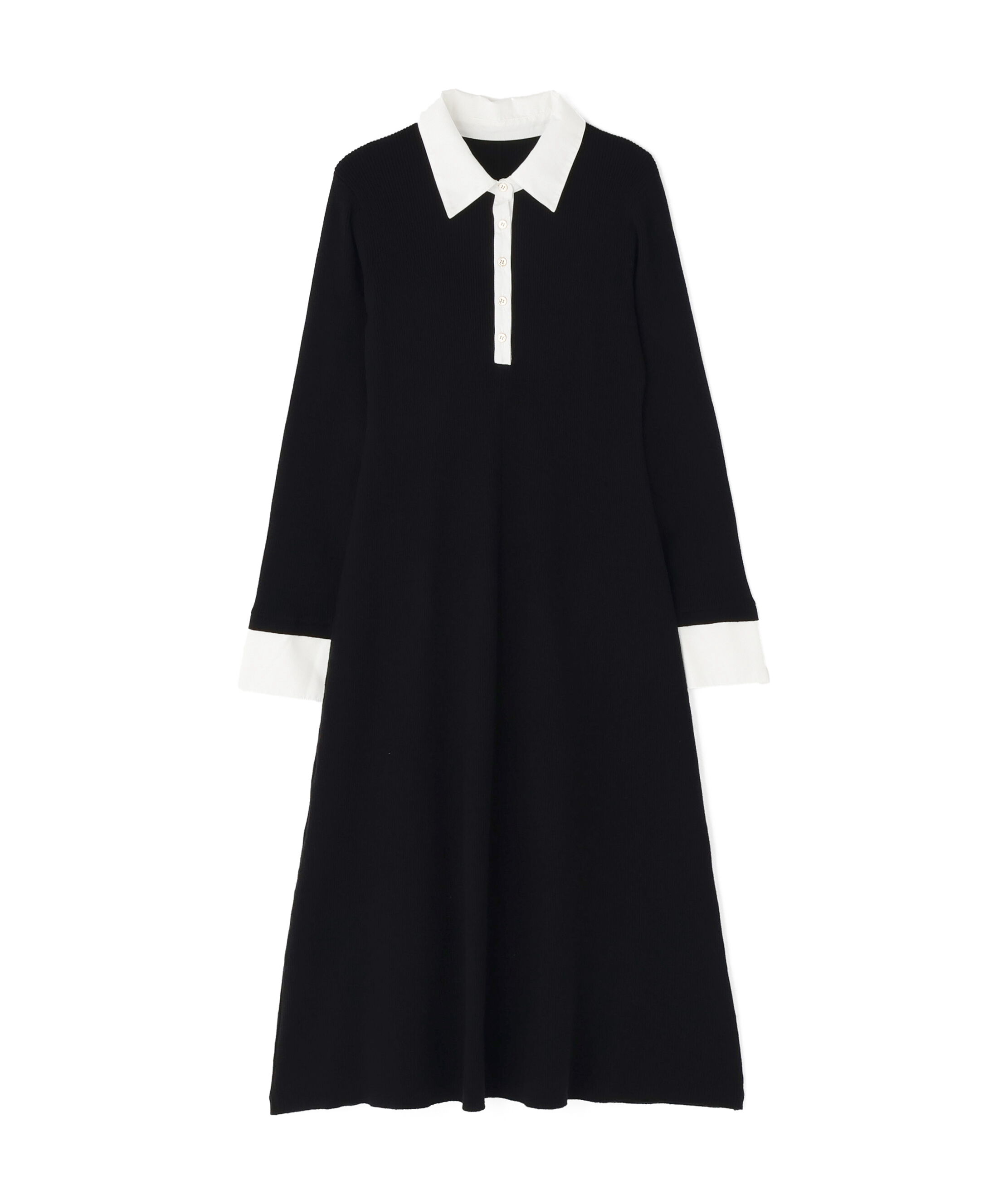  「襟付リブニットワンピース」|ワンピース|