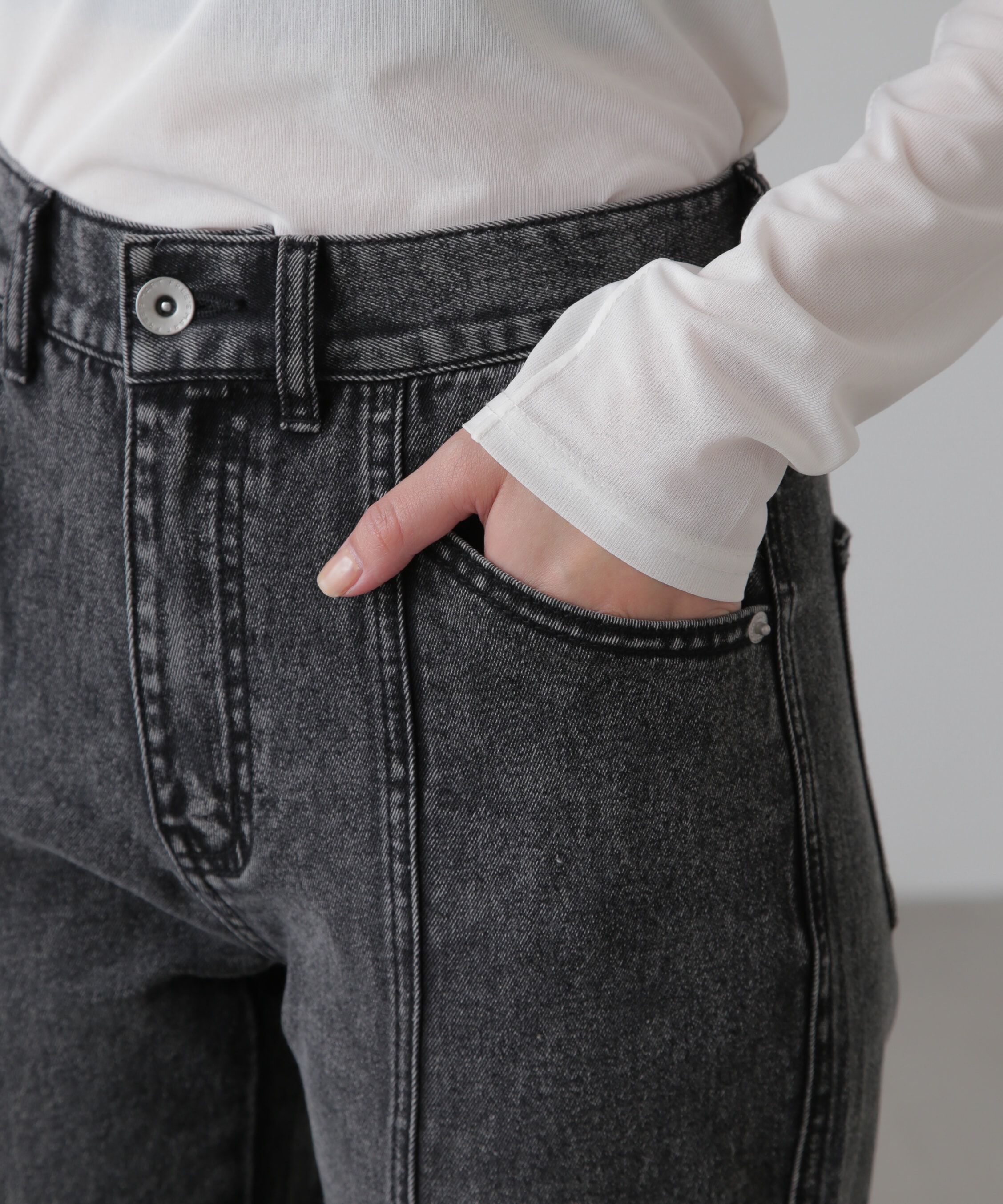  「[低身長サイズ/Sシリーズ]フロントシームフレアストレッチデニムパンツ」|その他|