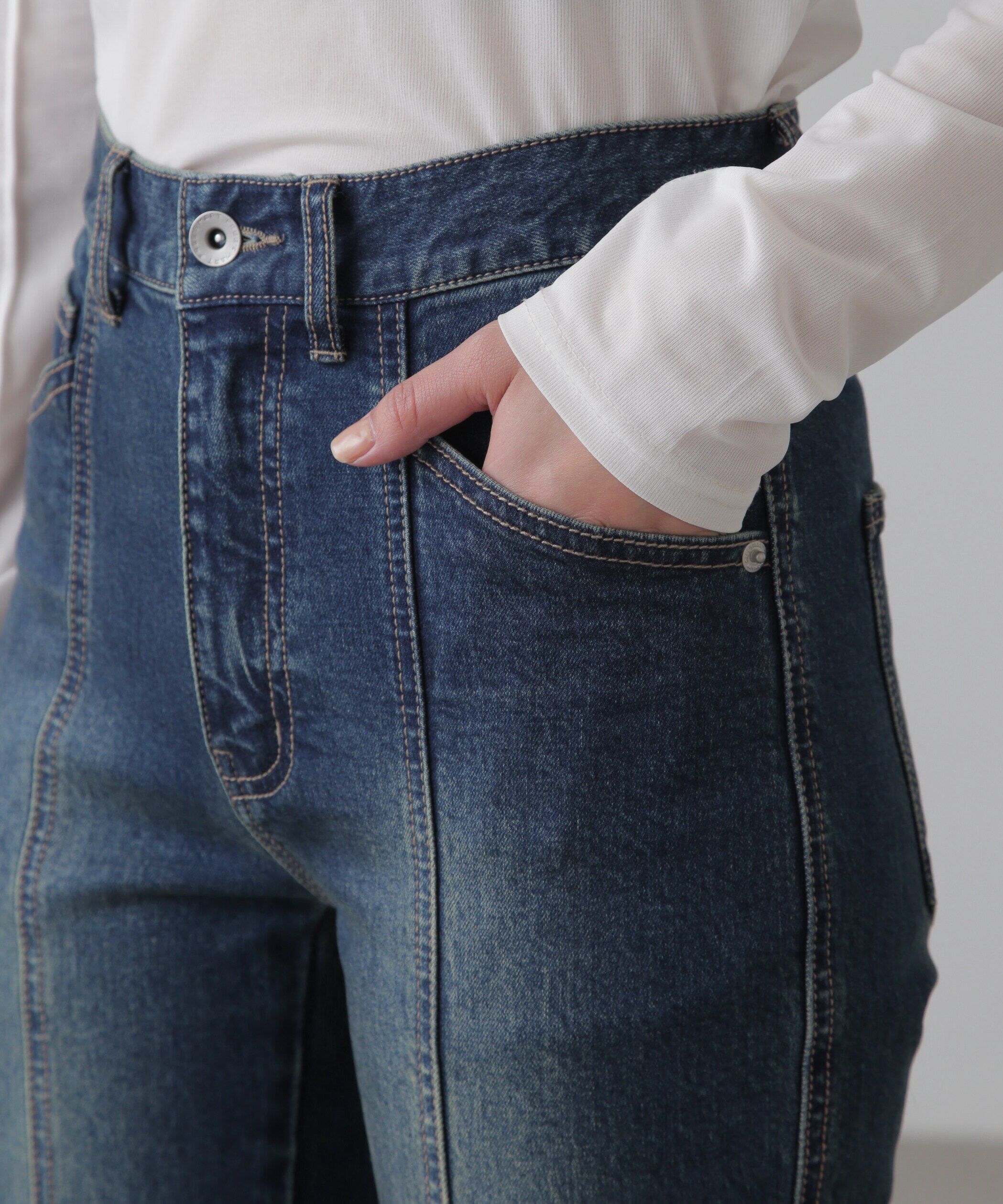  「[低身長サイズ/Sシリーズ]フロントシームフレアストレッチデニムパンツ」|その他|