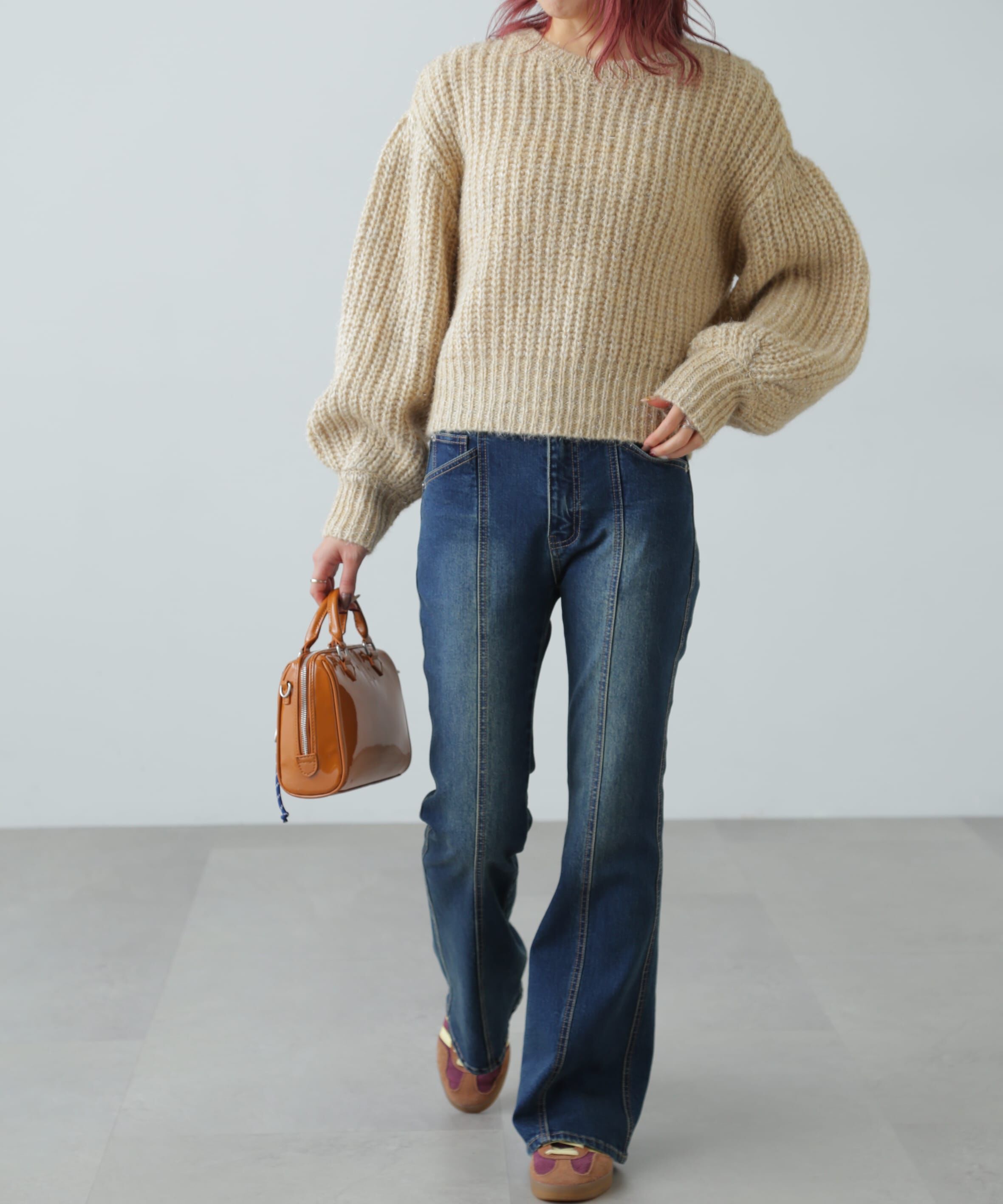  「[低身長サイズ/Sシリーズ]フロントシームフレアストレッチデニムパンツ」|その他|