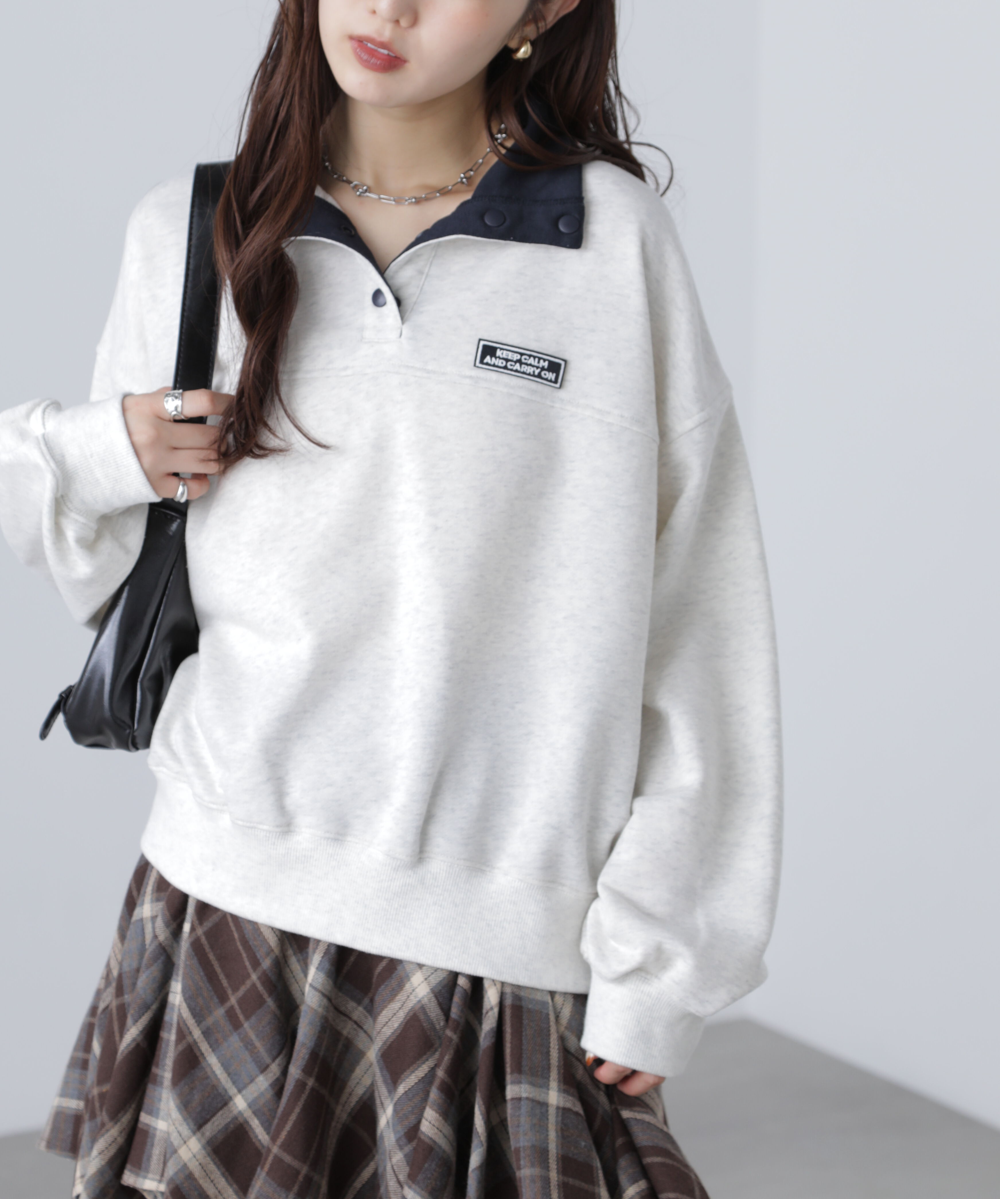  「スタンドネックバイカラースウェット」|Tシャツ・カットソー|オートミール1