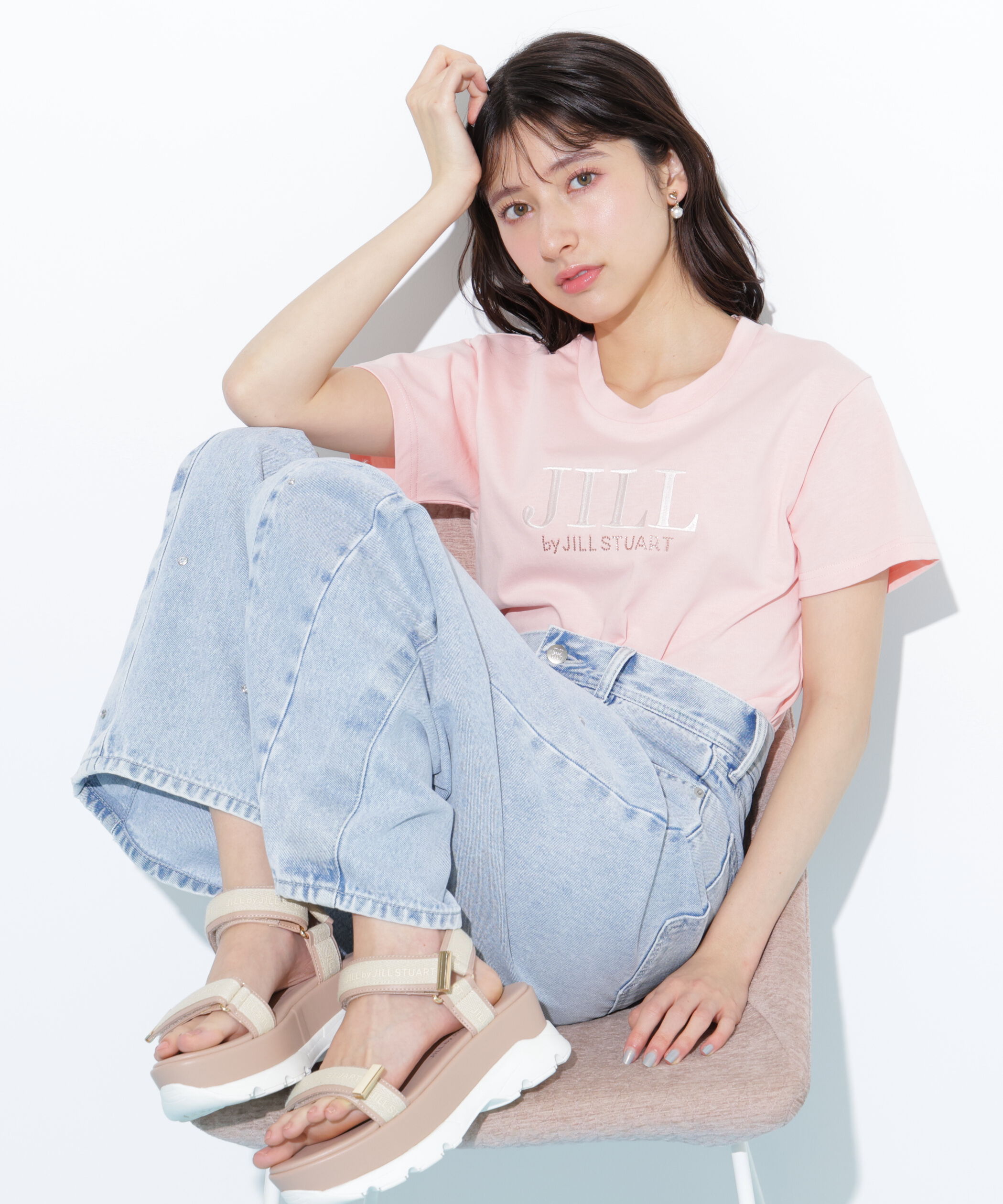  「オーガニックコットン刺繍＆ホットフィットロゴTシャツ」|Tシャツ・カットソー|オレンジ