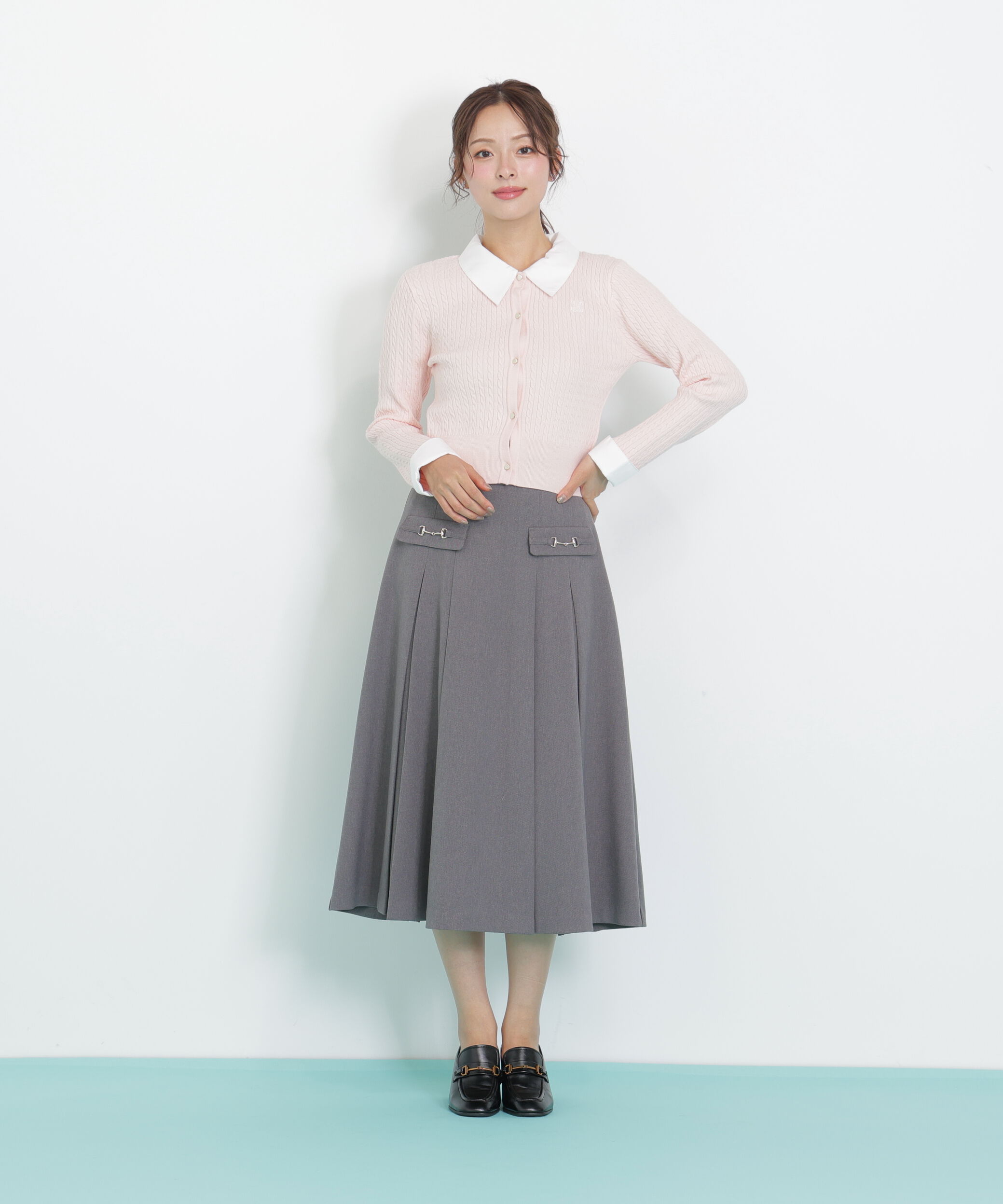  「衿付きミニケーブルカーディガン」|ニット・セーター|