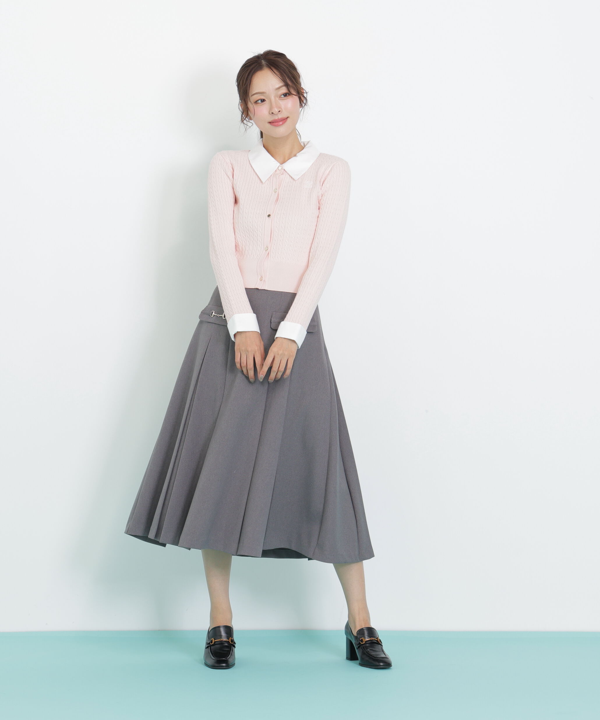  「衿付きミニケーブルカーディガン」|ニット・セーター|