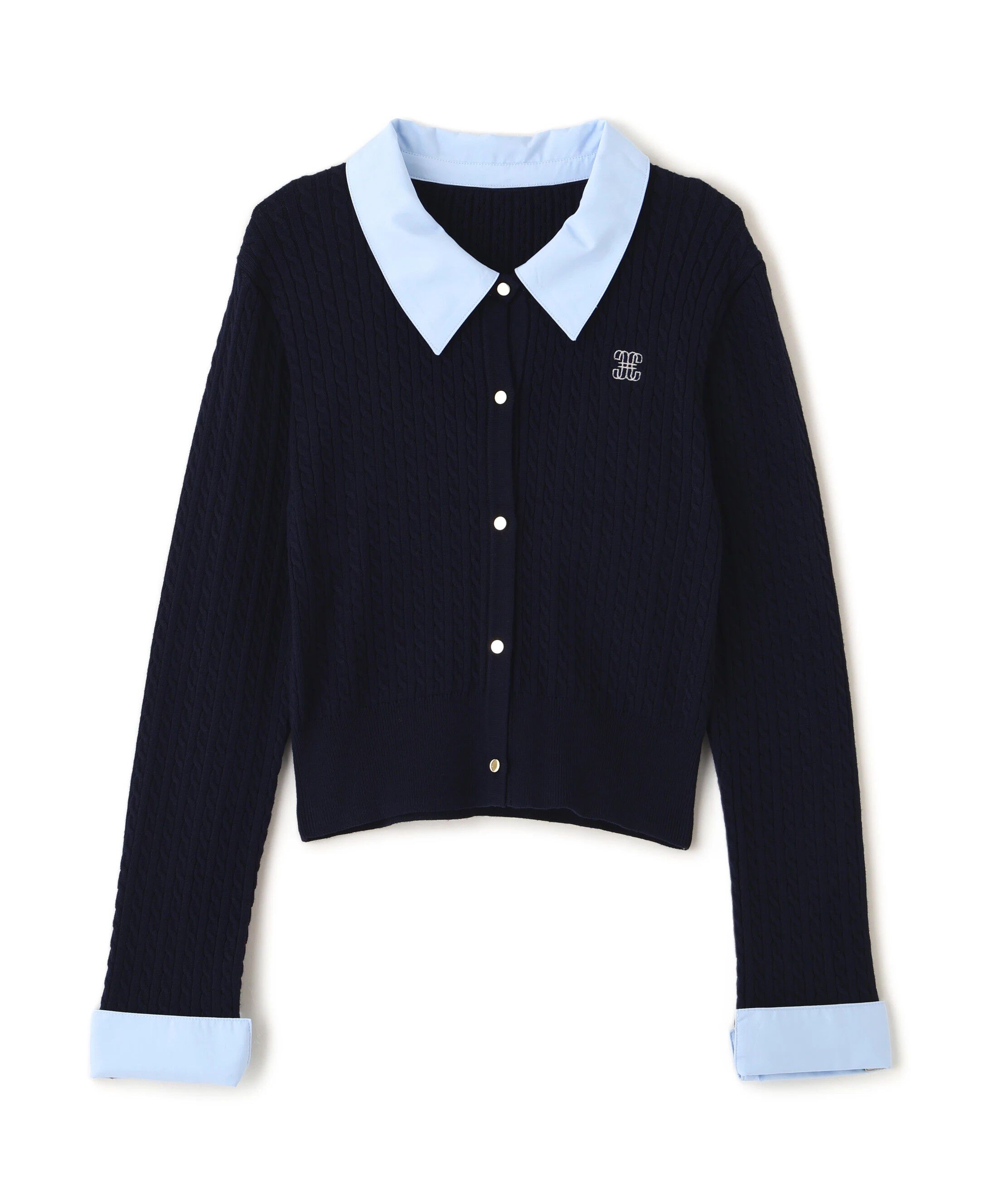  「衿付きミニケーブルカーディガン」|ニット・セーター|