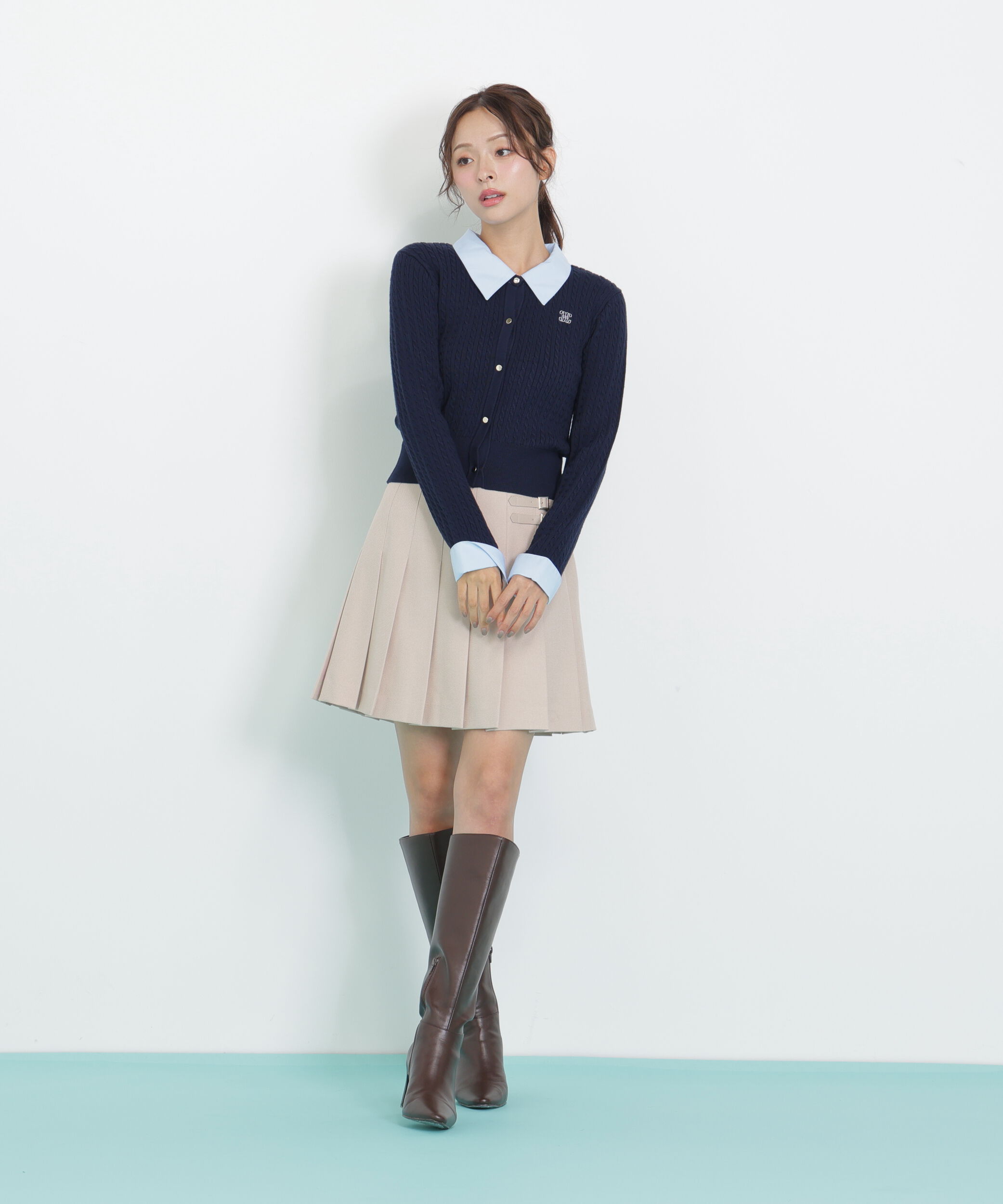  「衿付きミニケーブルカーディガン」|ニット・セーター|