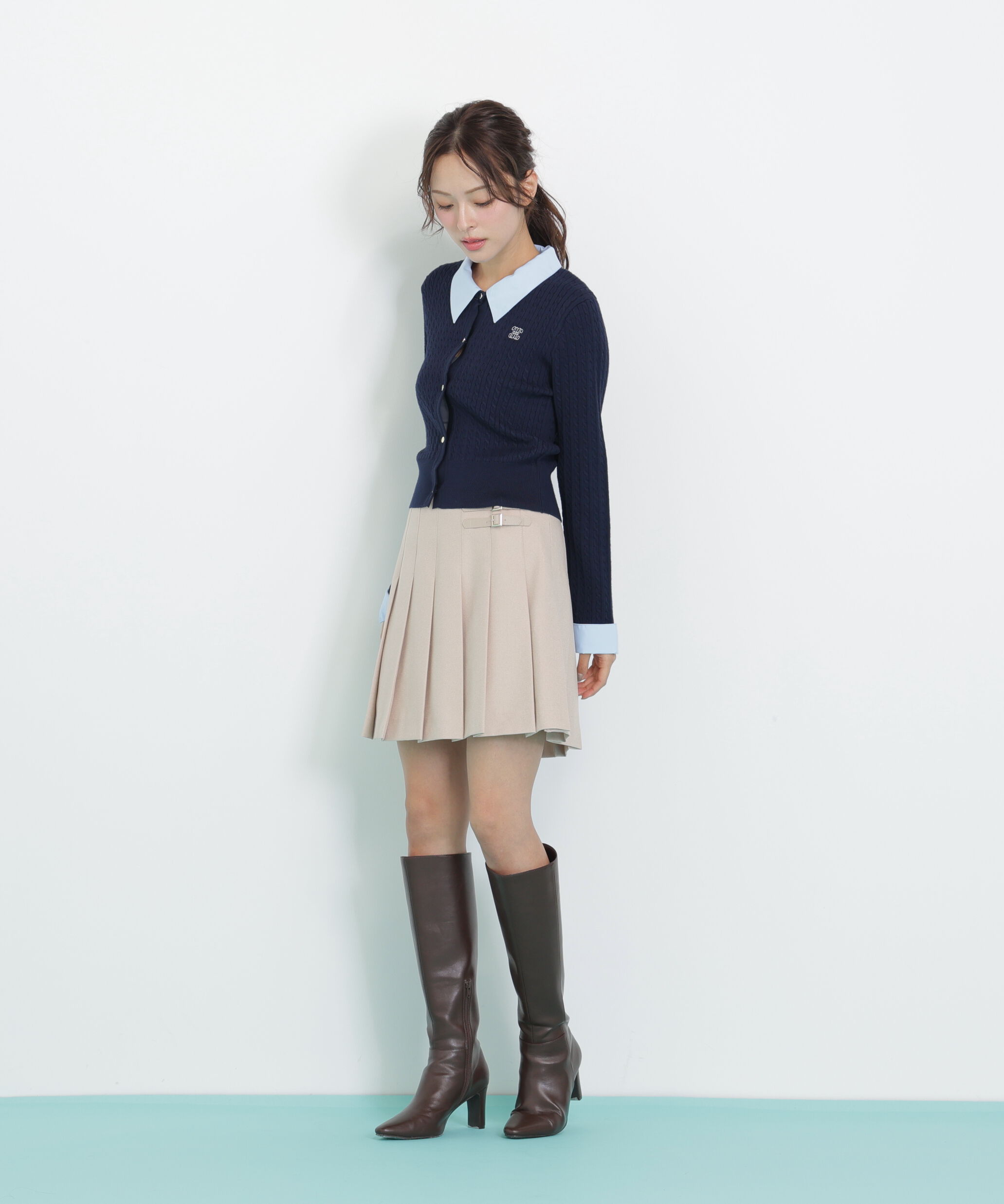  「衿付きミニケーブルカーディガン」|ニット・セーター|