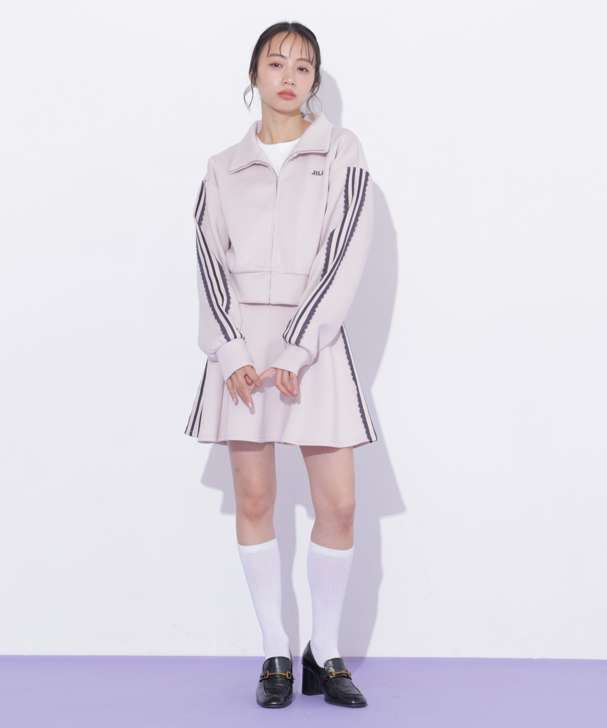  「配色ラインレースミニスカート」|スカート|