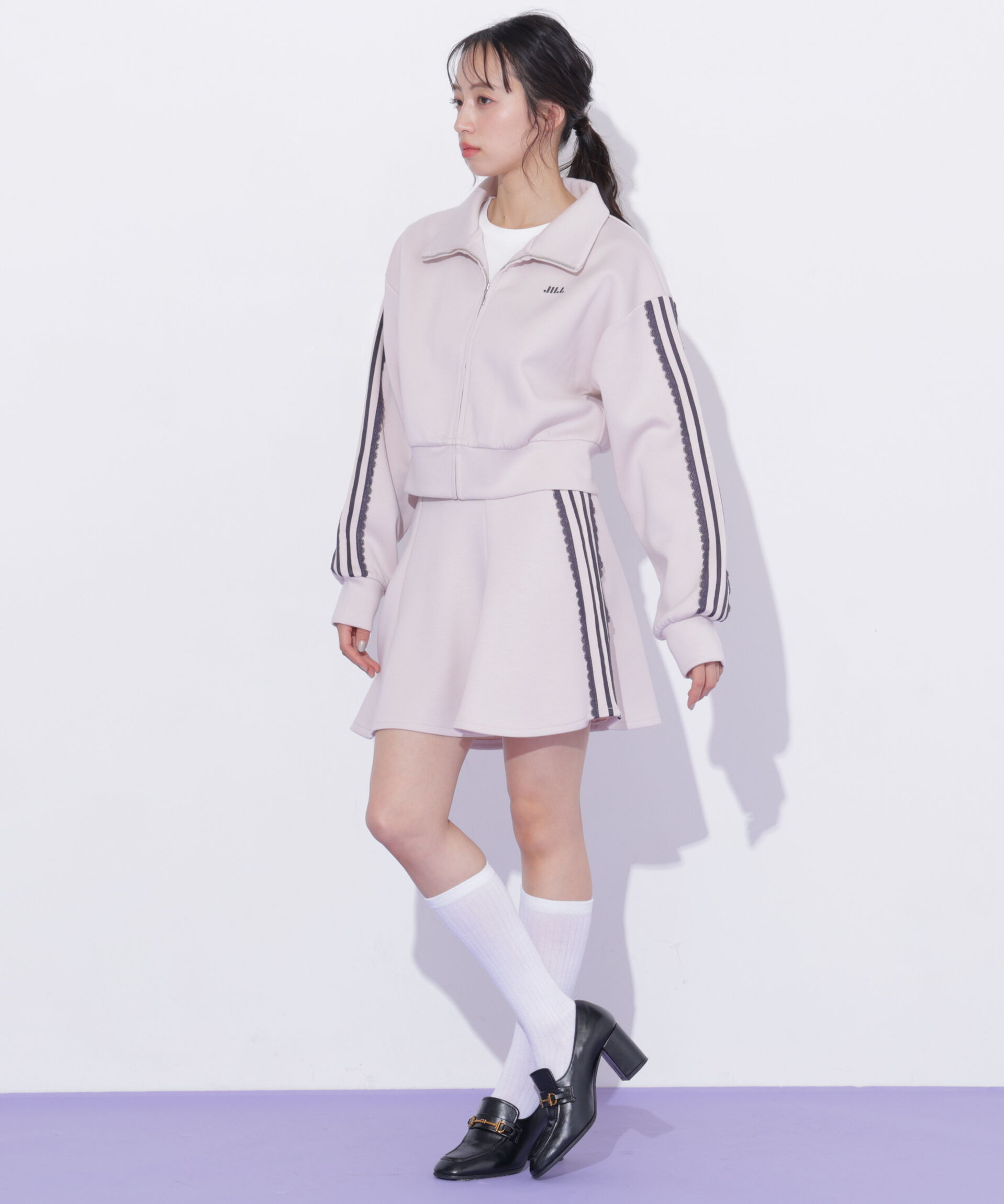  「配色ラインレースミニスカート」|スカート|