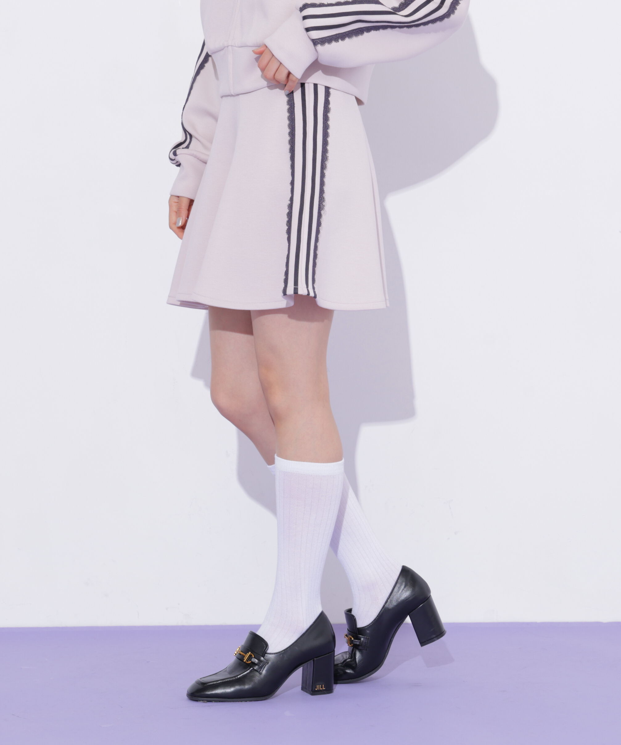  「配色ラインレースミニスカート」|スカート|