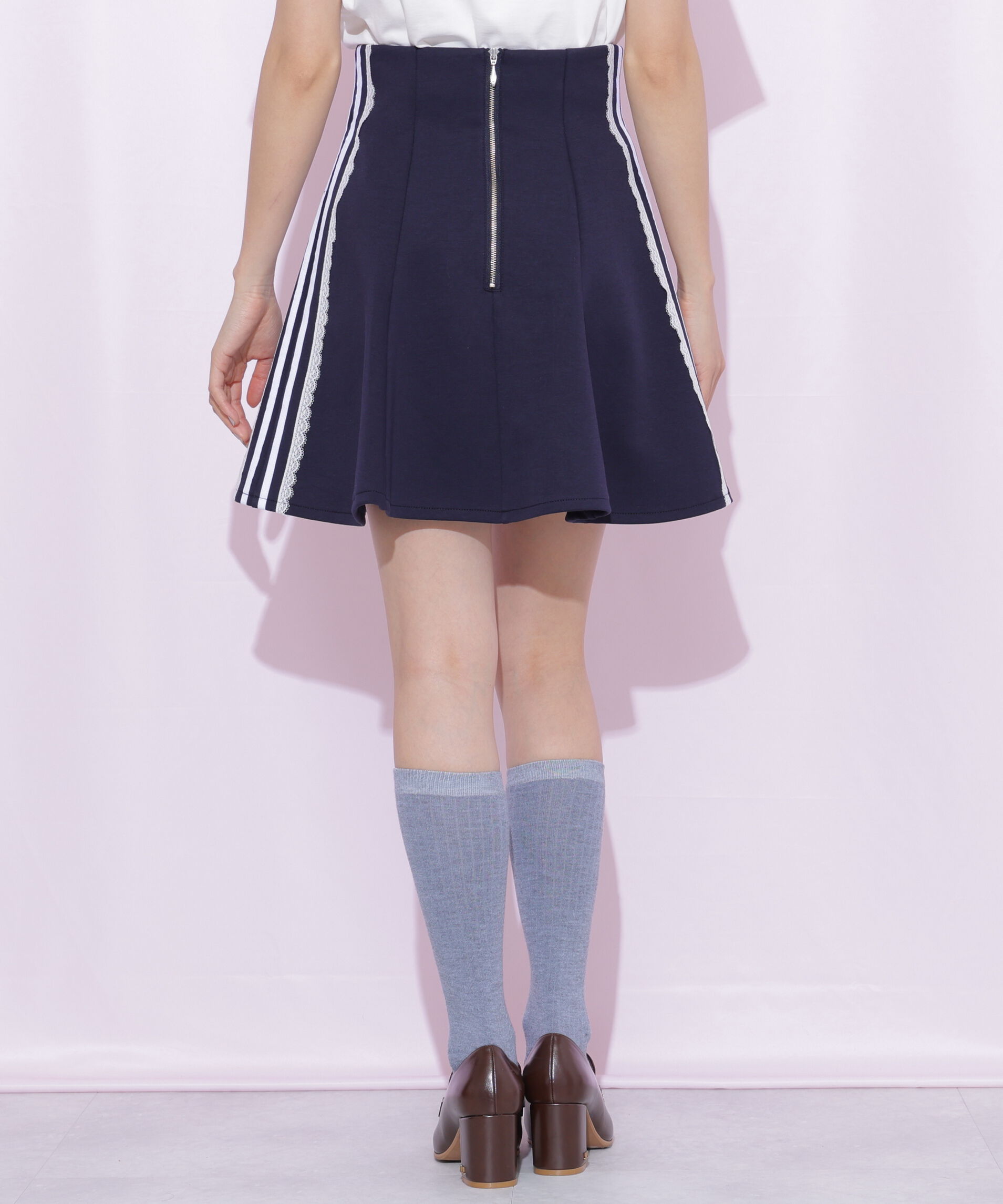  「配色ラインレースミニスカート」|スカート|